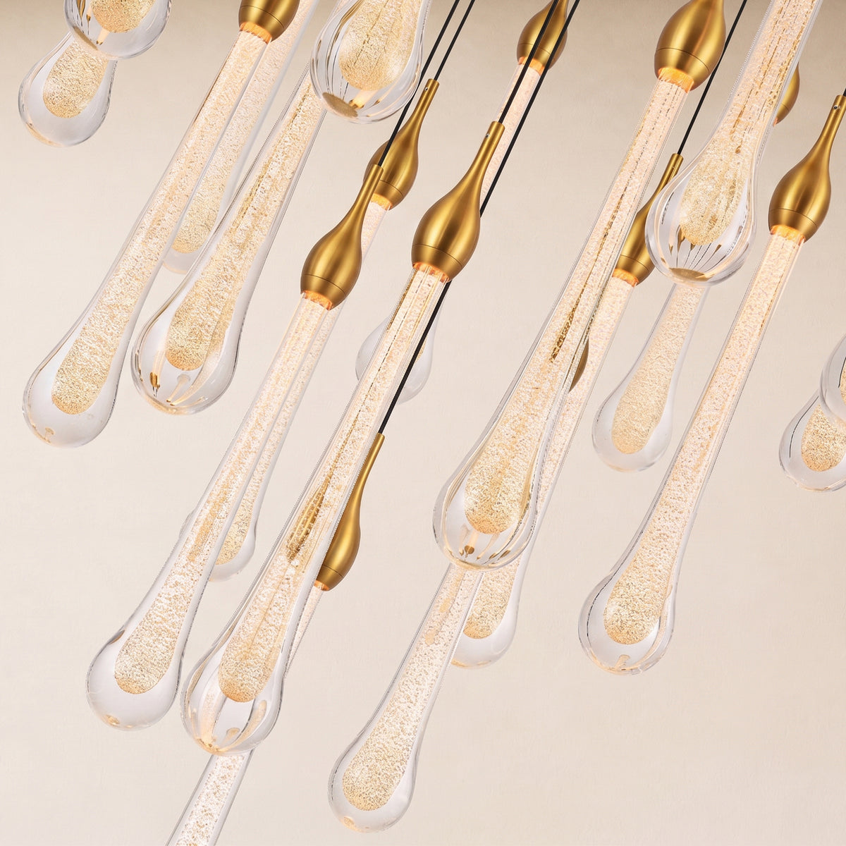Olivene Glass Teardrop Round Chandelier 24"D