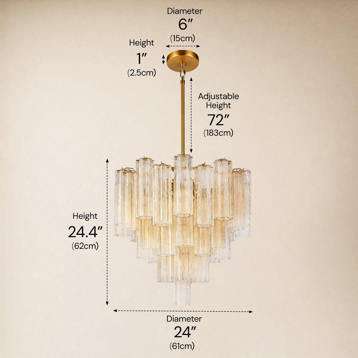 Lumeris Glass Tiered Round Chandelier 24"D