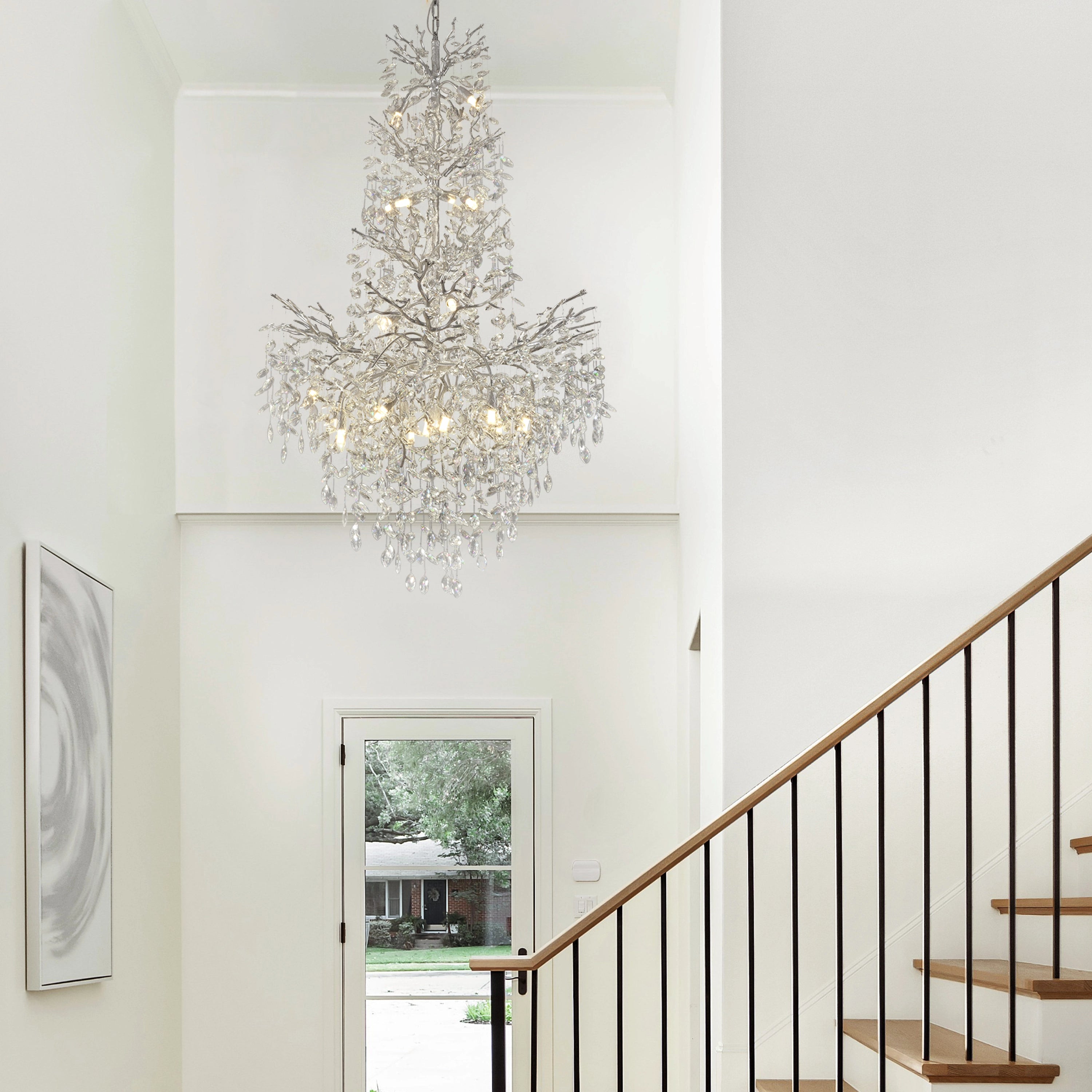 Frostleaf Crystal Cascade Grand Staircase Chandelier 61"H