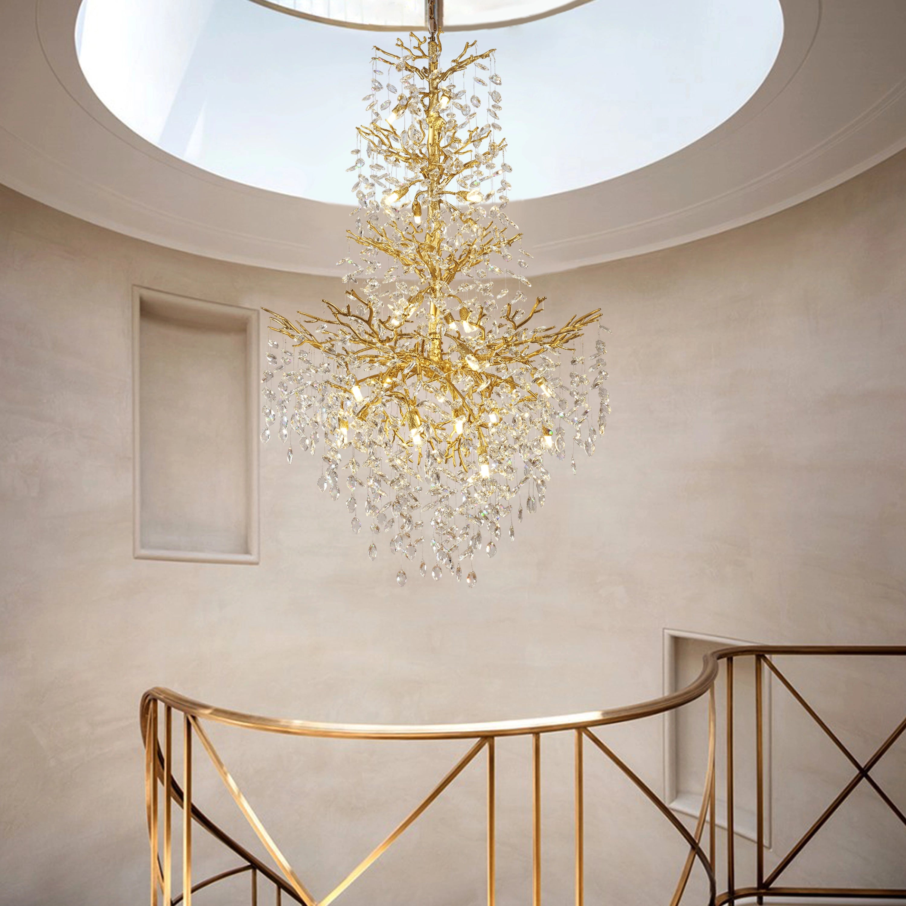 Frostleaf Crystal Cascade Grand Staircase Chandelier 61"H