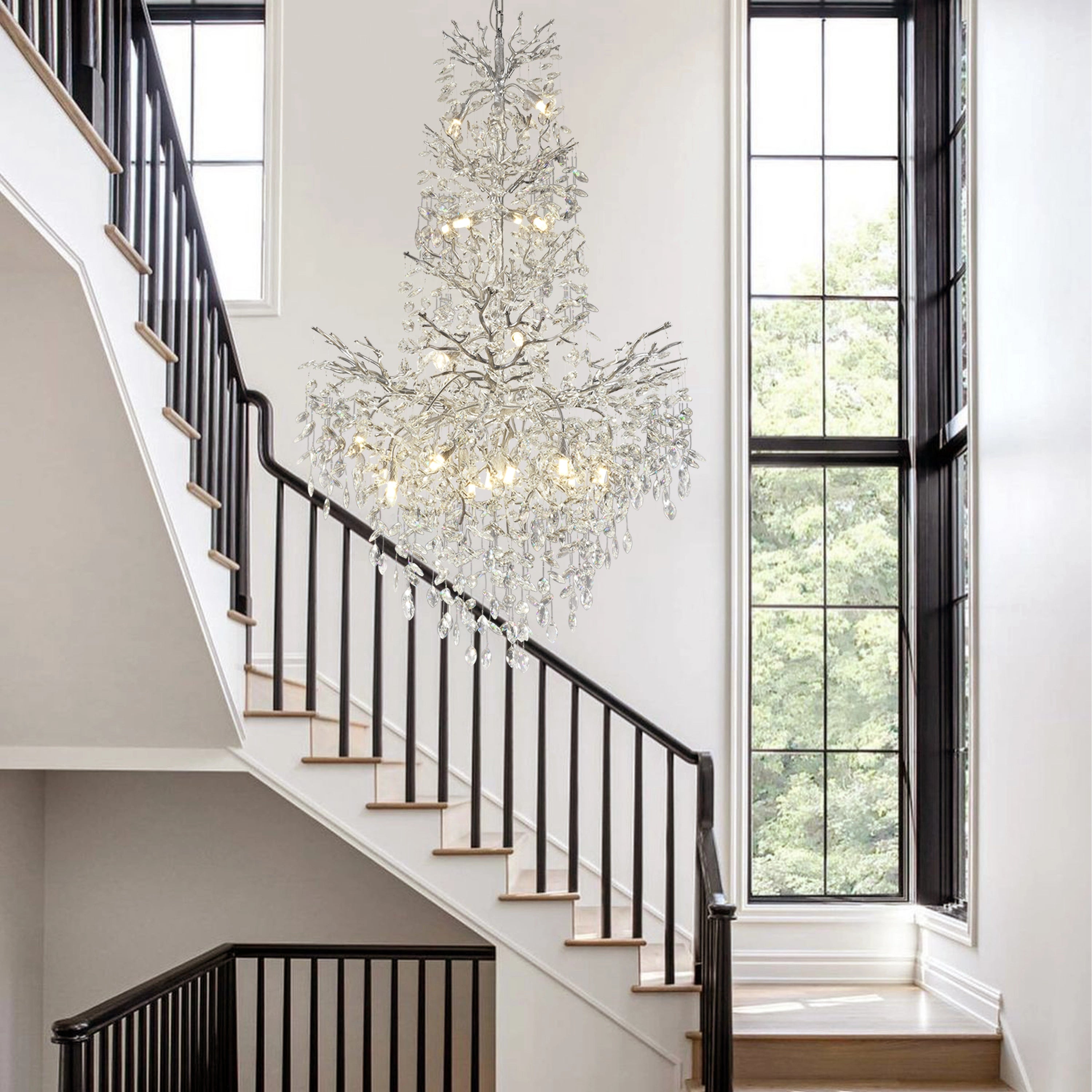 Frostleaf Crystal Cascade Grand Staircase Chandelier 61"H