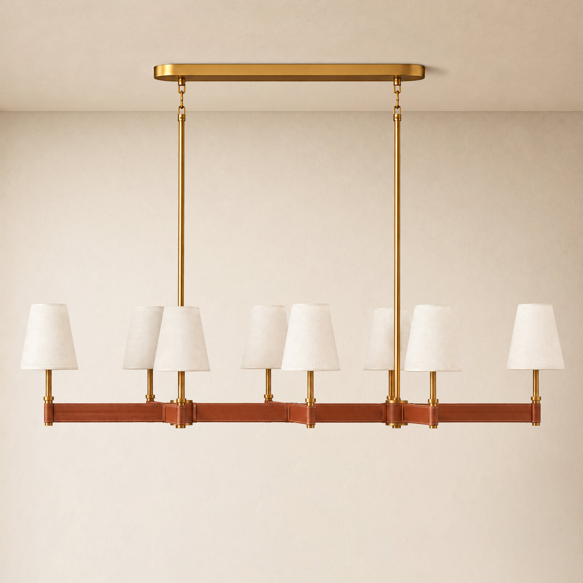 Corvella Leather Custom Linear Chandelier 62" 72"W