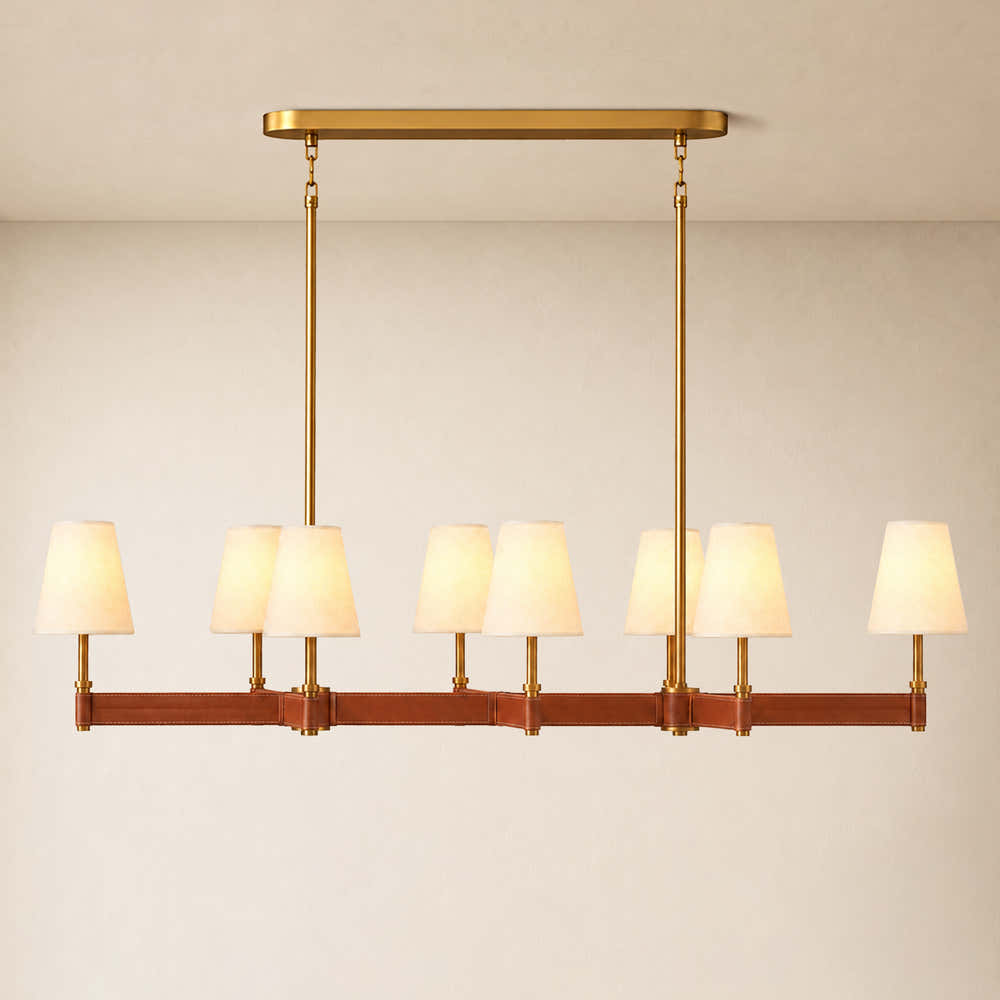 Corvella Leather Custom Linear Chandelier 62" 72"W