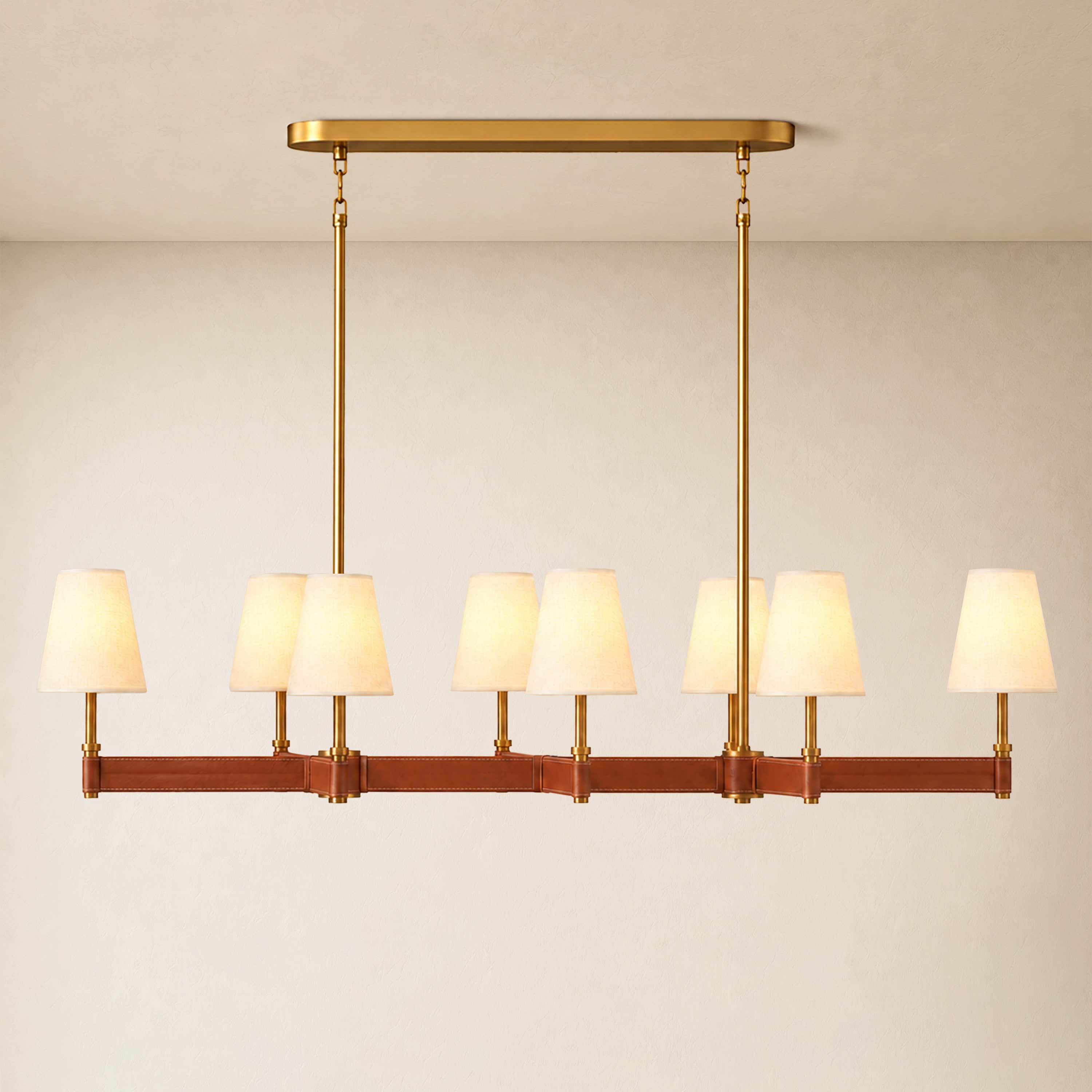 Corvella Leather Custom Linear Chandelier 62" 72"W