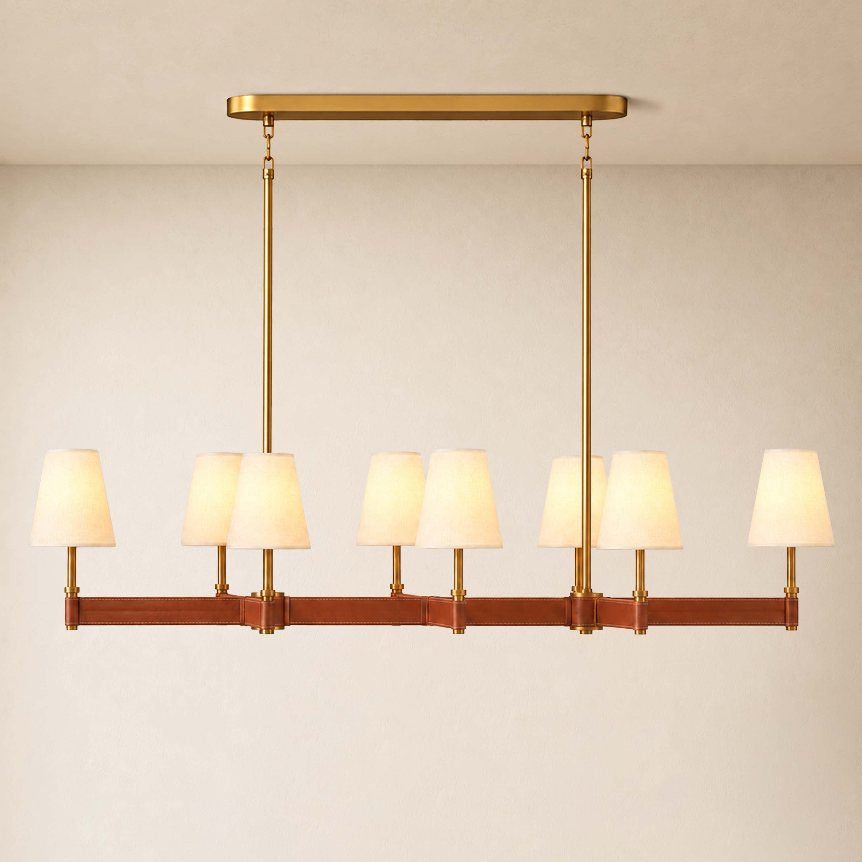 Corvella Leather Custom Linear Chandelier 62" 72"W