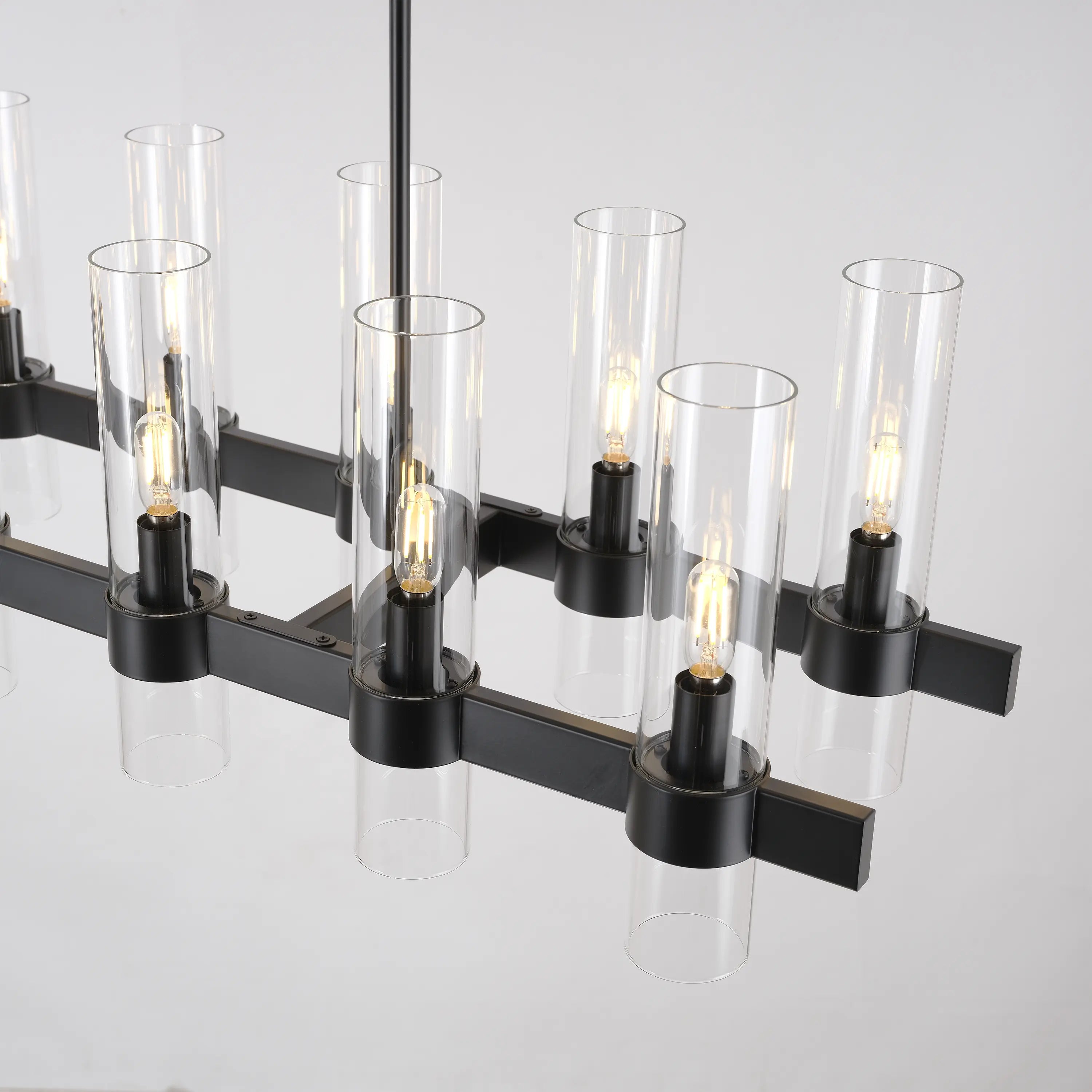 Cylora Glass Tube Rectangular Chandelier 68"W