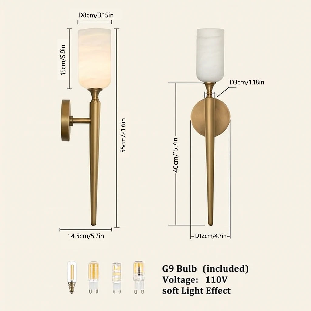 Axis Alabaster 1 Light Wall Sconce 22"H