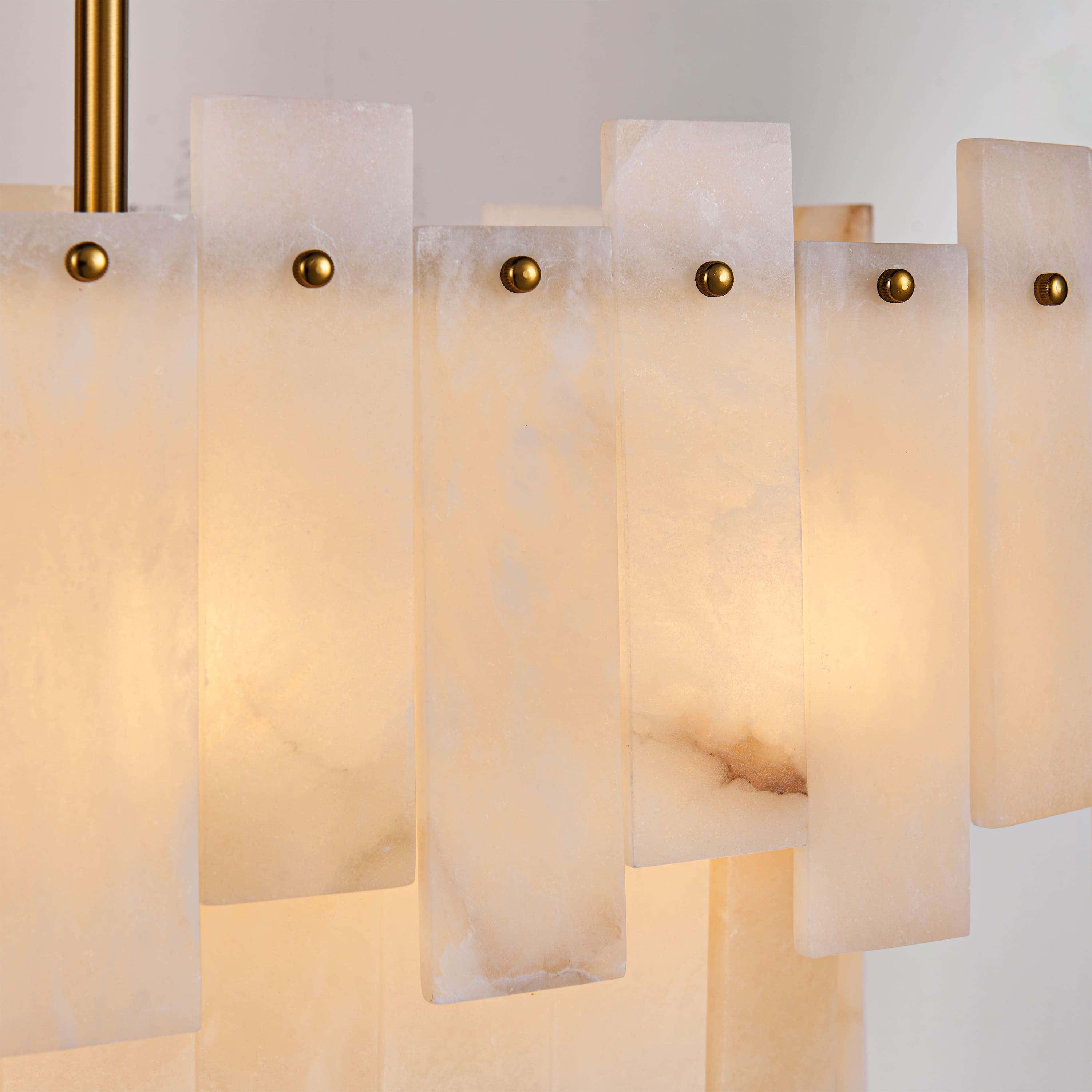 Nivislight Alabaster 2-Tier Rectangular Chandelier 40"D