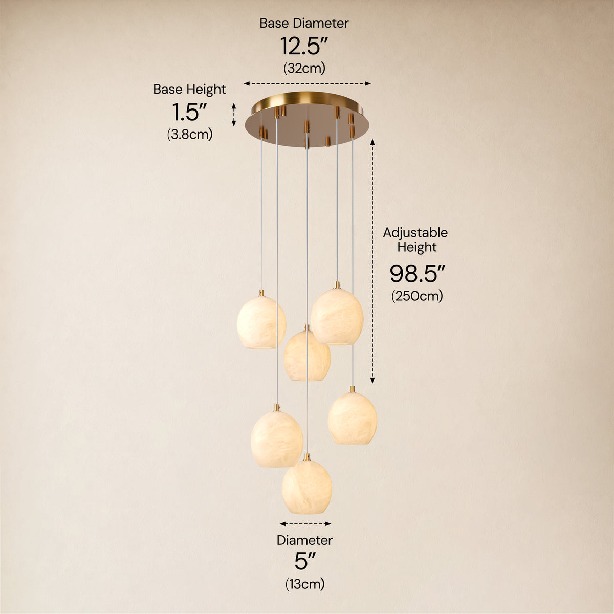 Quorvyn Resin Globe Round Chandelier