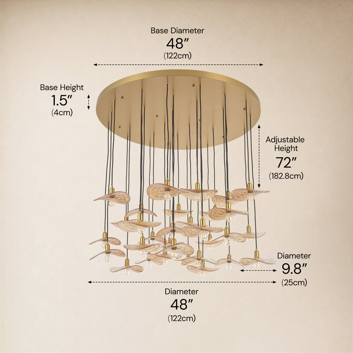 Mirelune Glass Disc Round Chandelier 48"D