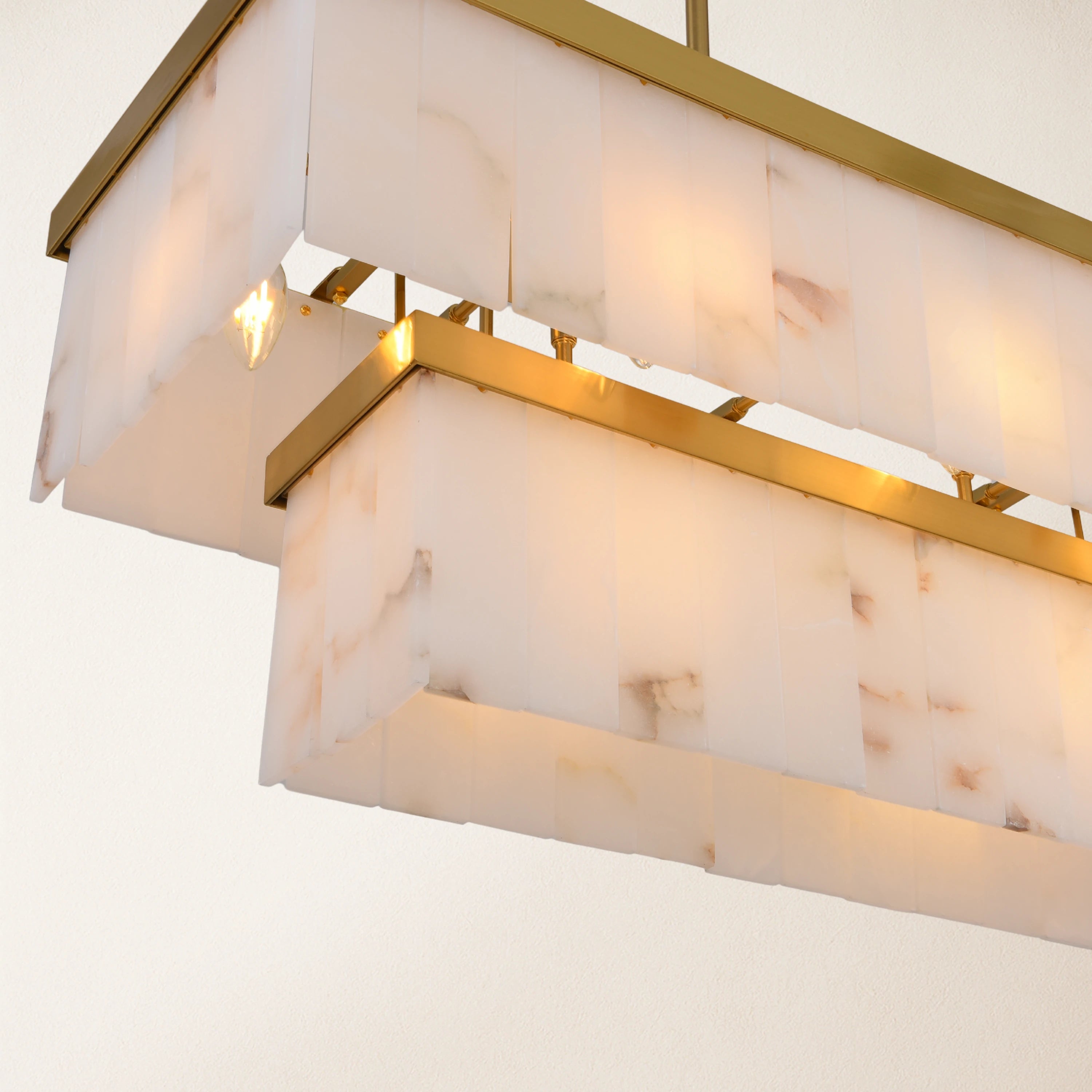 Solmare Alabaster Rectangular Chandelier 55"W