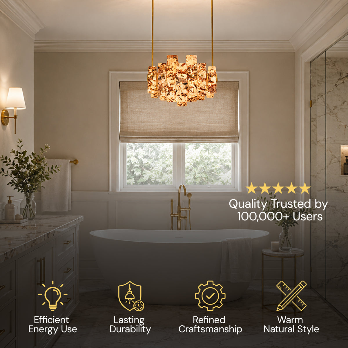 Pietra Amber Marble Panel Chandelier 27.5"W