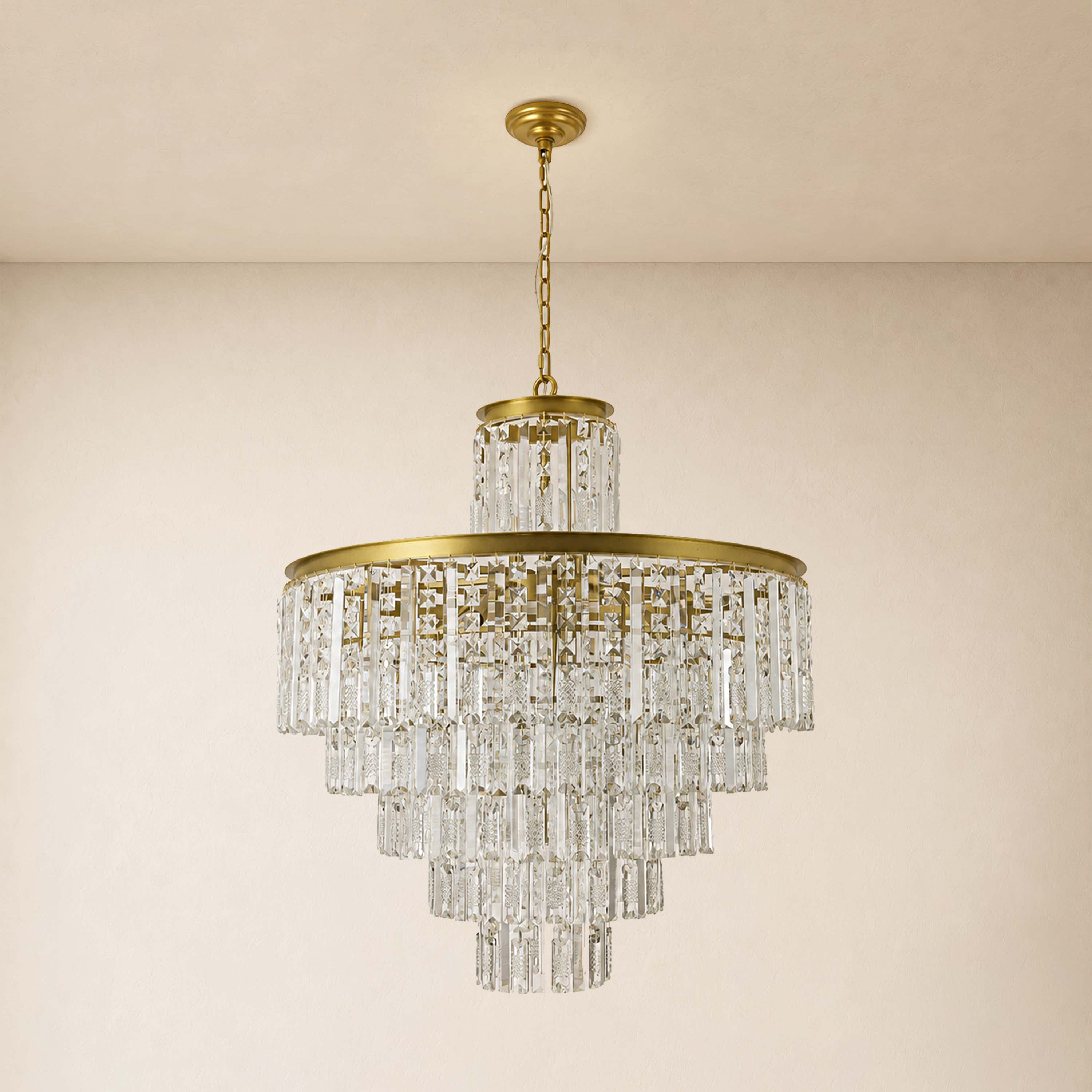 Lucentra Crystal Tiered Round Pendant 32"D