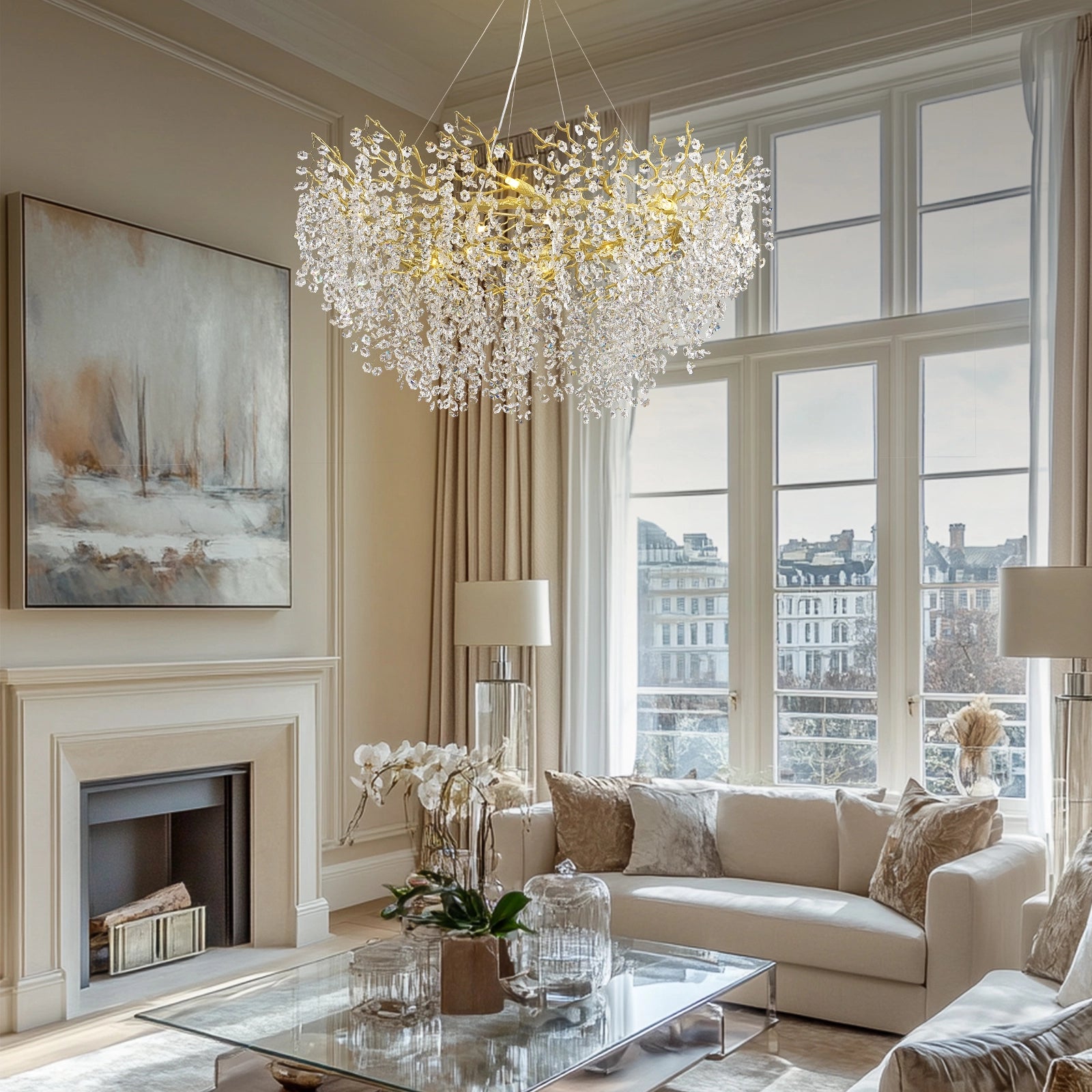 Lustre Branches Round Chandelier 48"