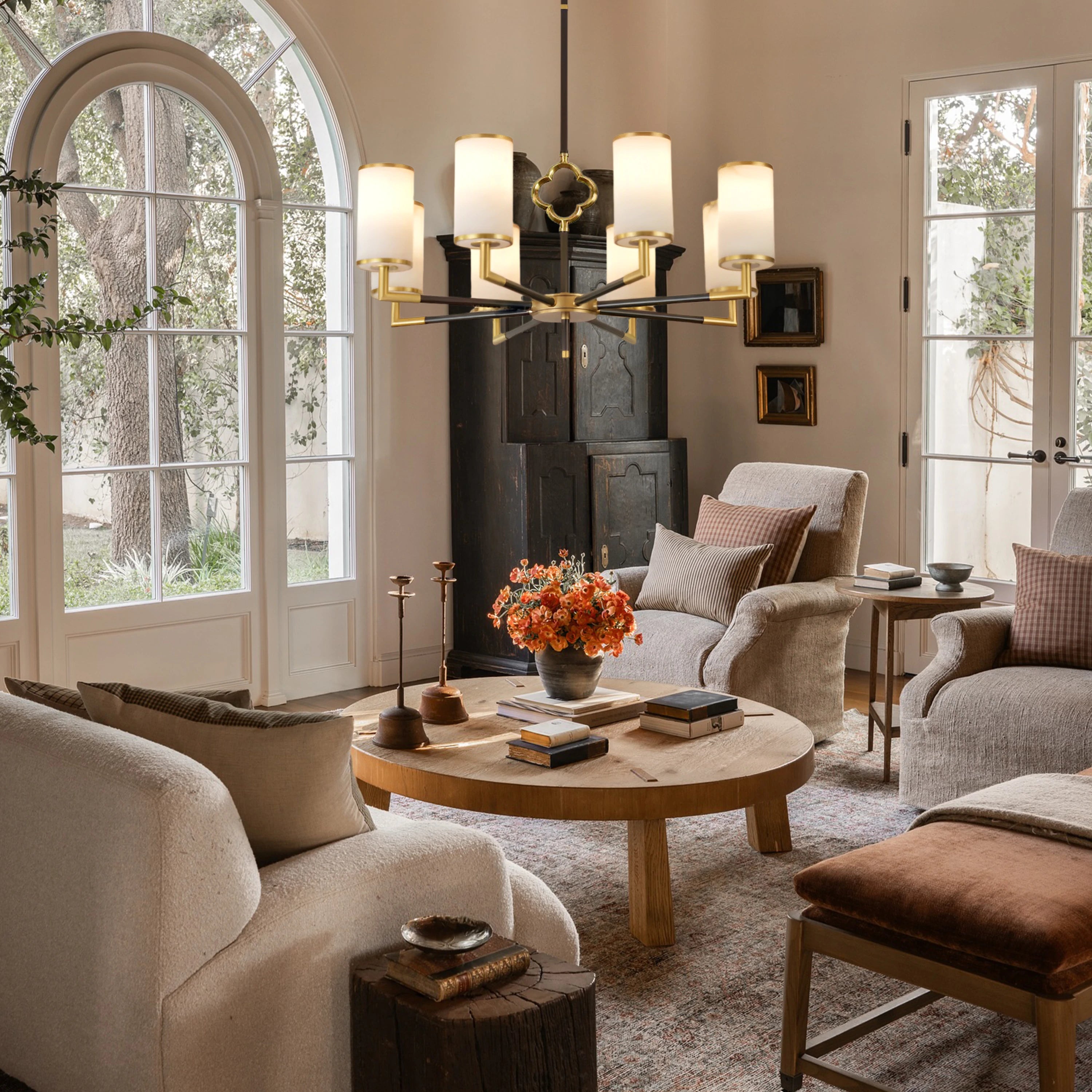 Moral Multi-layer Branda Alabaster Round chandelier 34"D#Finish_Gold