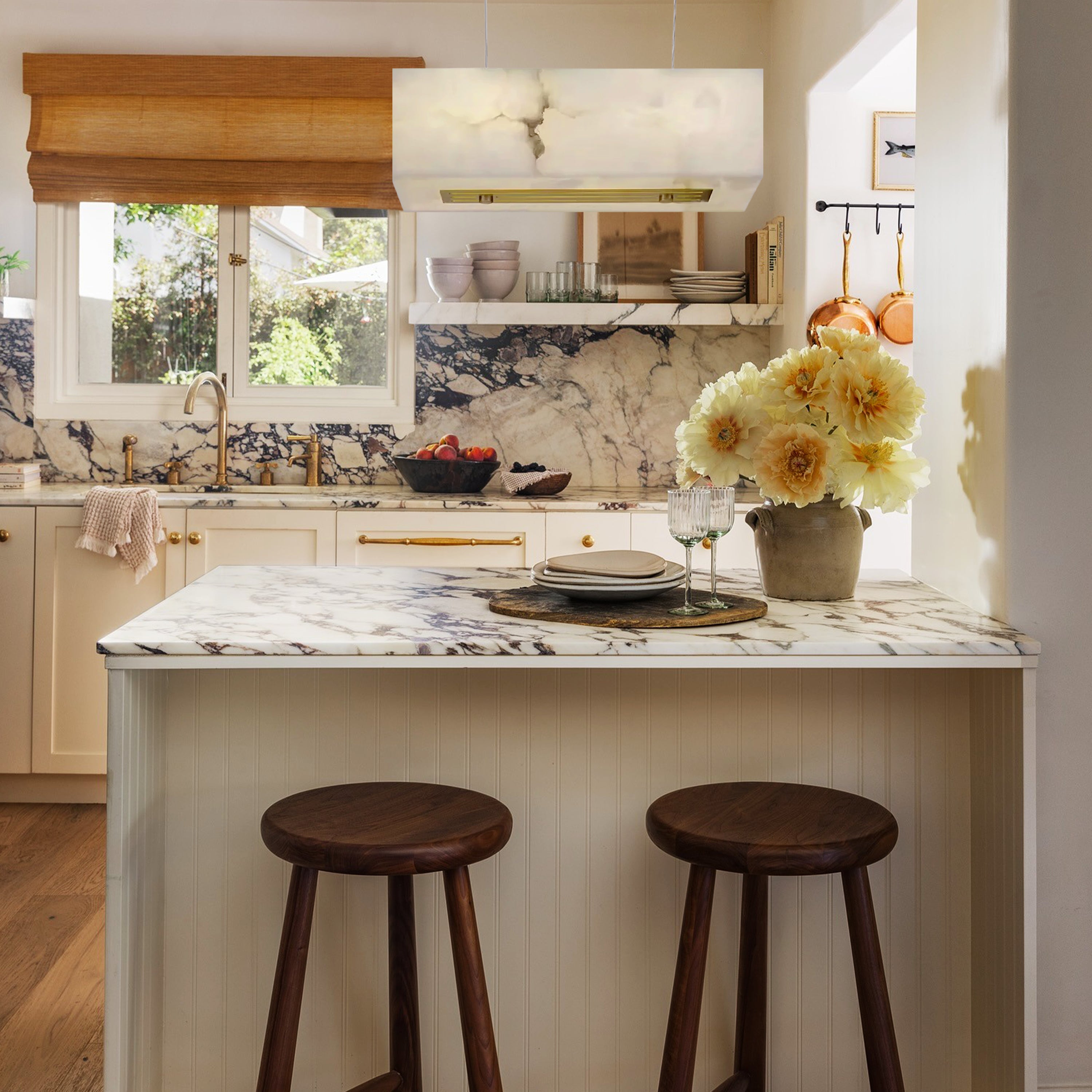 Dave Alabaster Cuboid Dining Room Chandelier 17.7"W#Finish_Gold