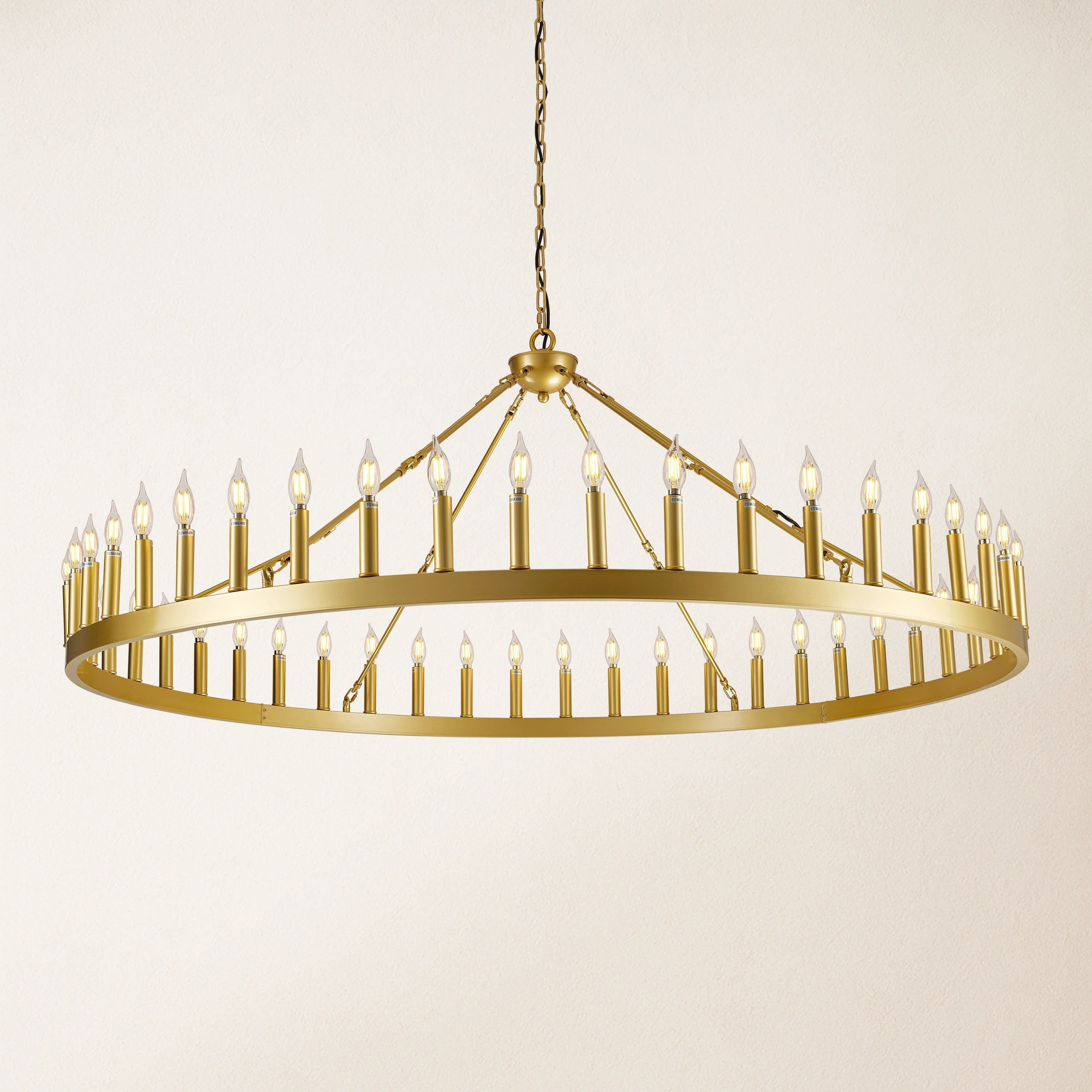 Wagon Wheel Candle Round Chandelier 64"