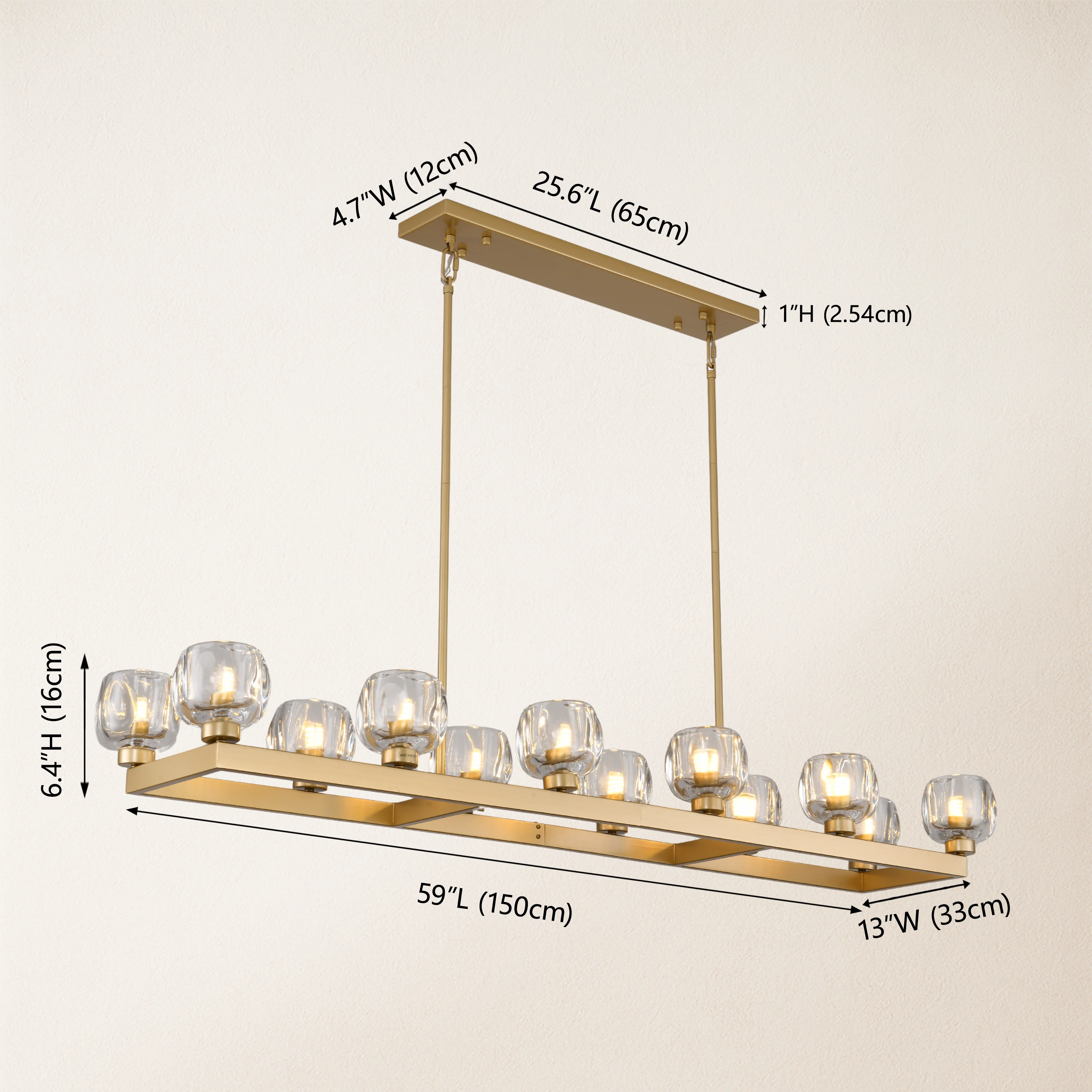 Vellum Rectangular Chandelier 59"W