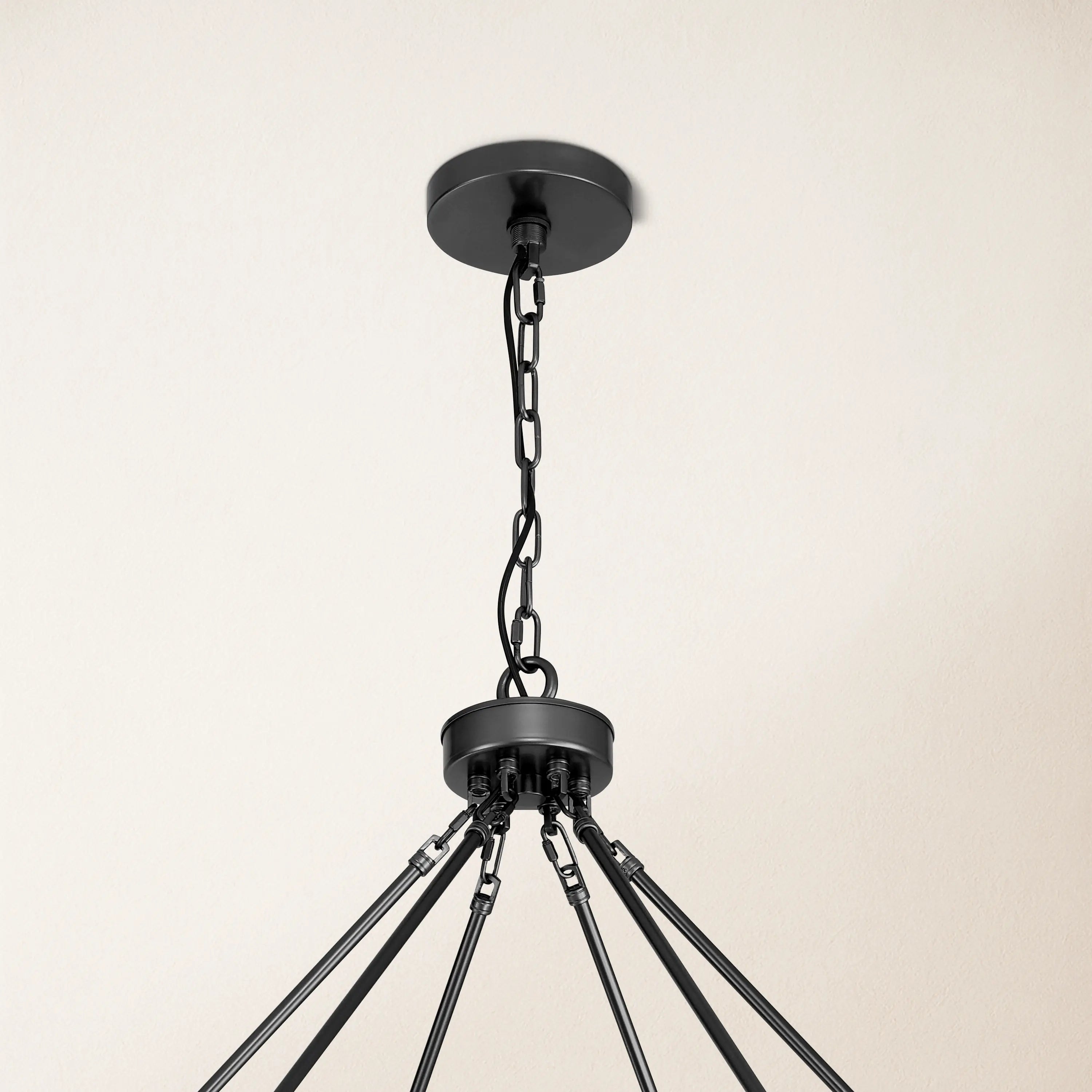 Cylora Glass Tube Round Chain Chandelier 70"D#Finish_Black