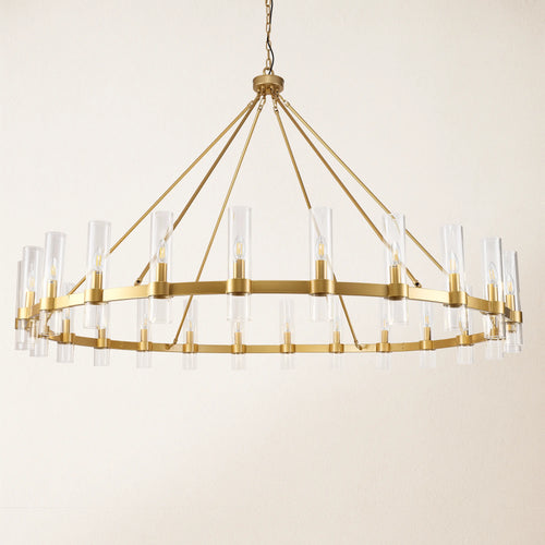 Cylora Glass Tube Round Chain Chandelier 70"