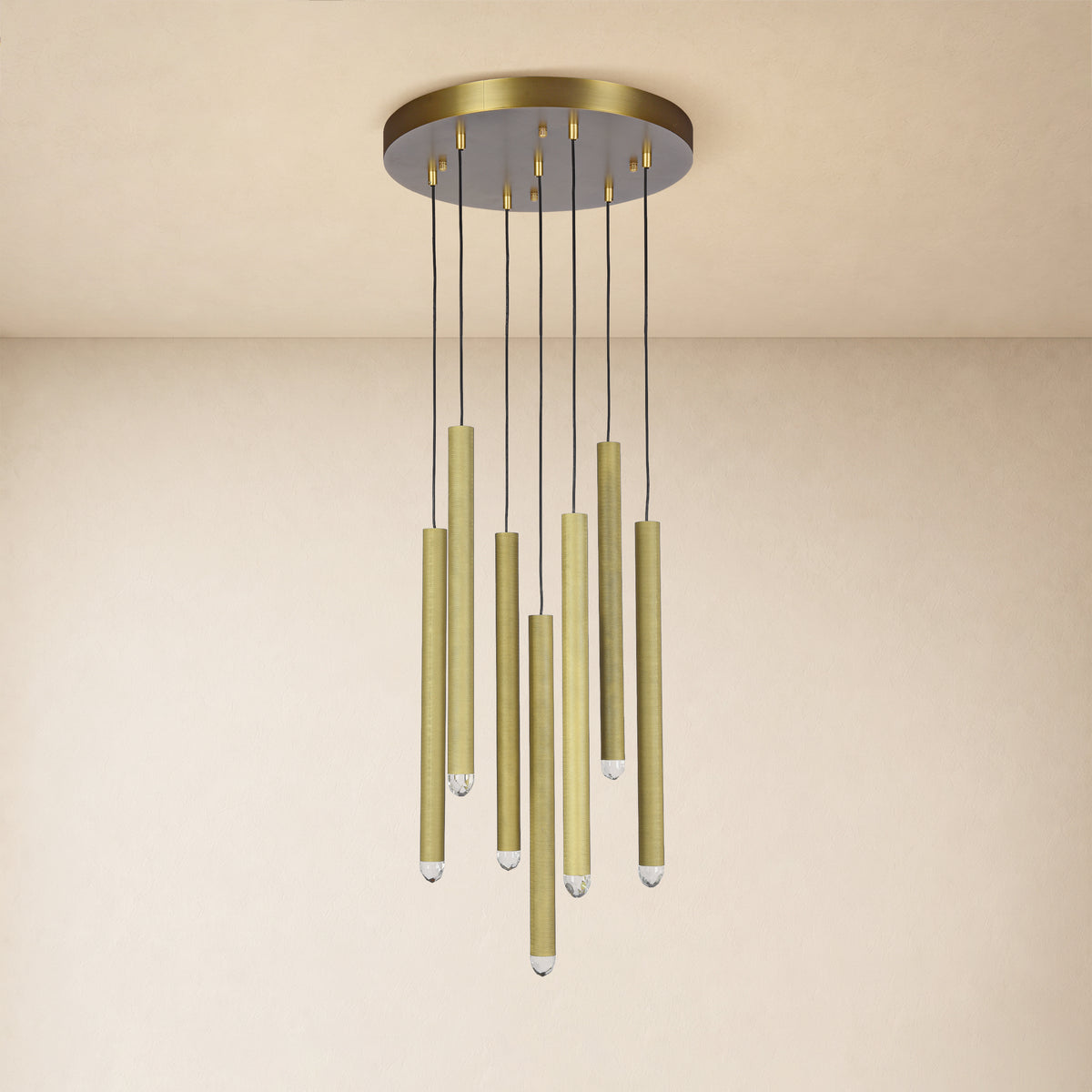 Lyrion Crystal Cylinder Round Chandelier 18.1"D