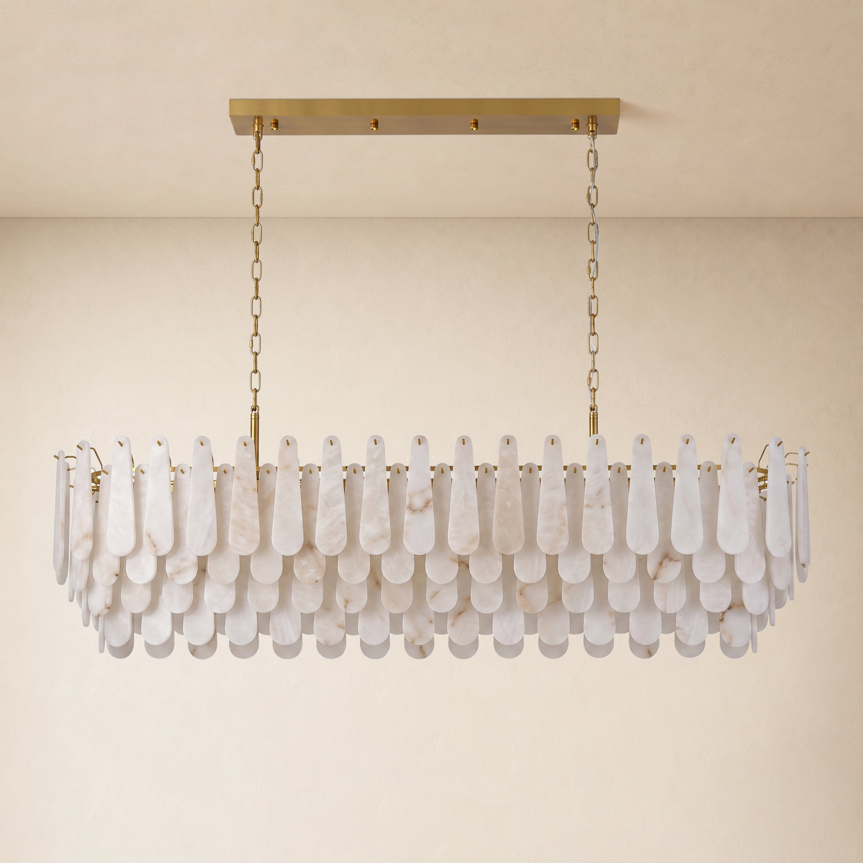 Caldera Alabaster Rectangular Custom Chandelier 54"W 72"W