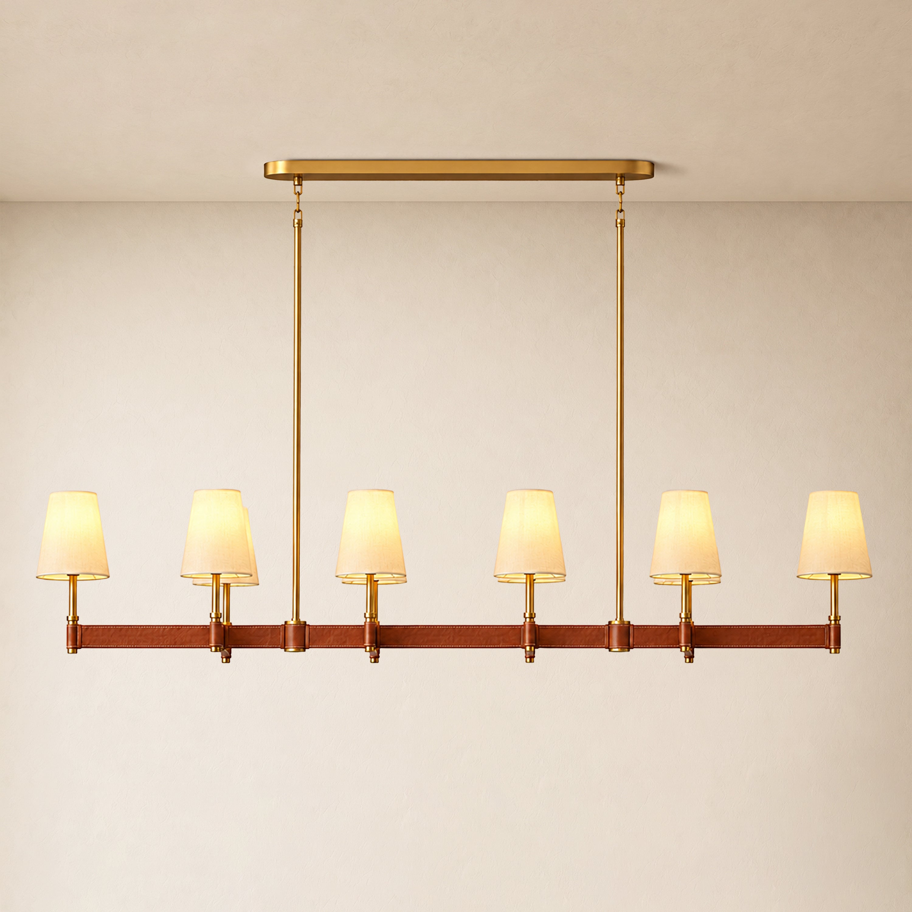 Corvella Leather Custom Linear Chandelier 62" 72"W