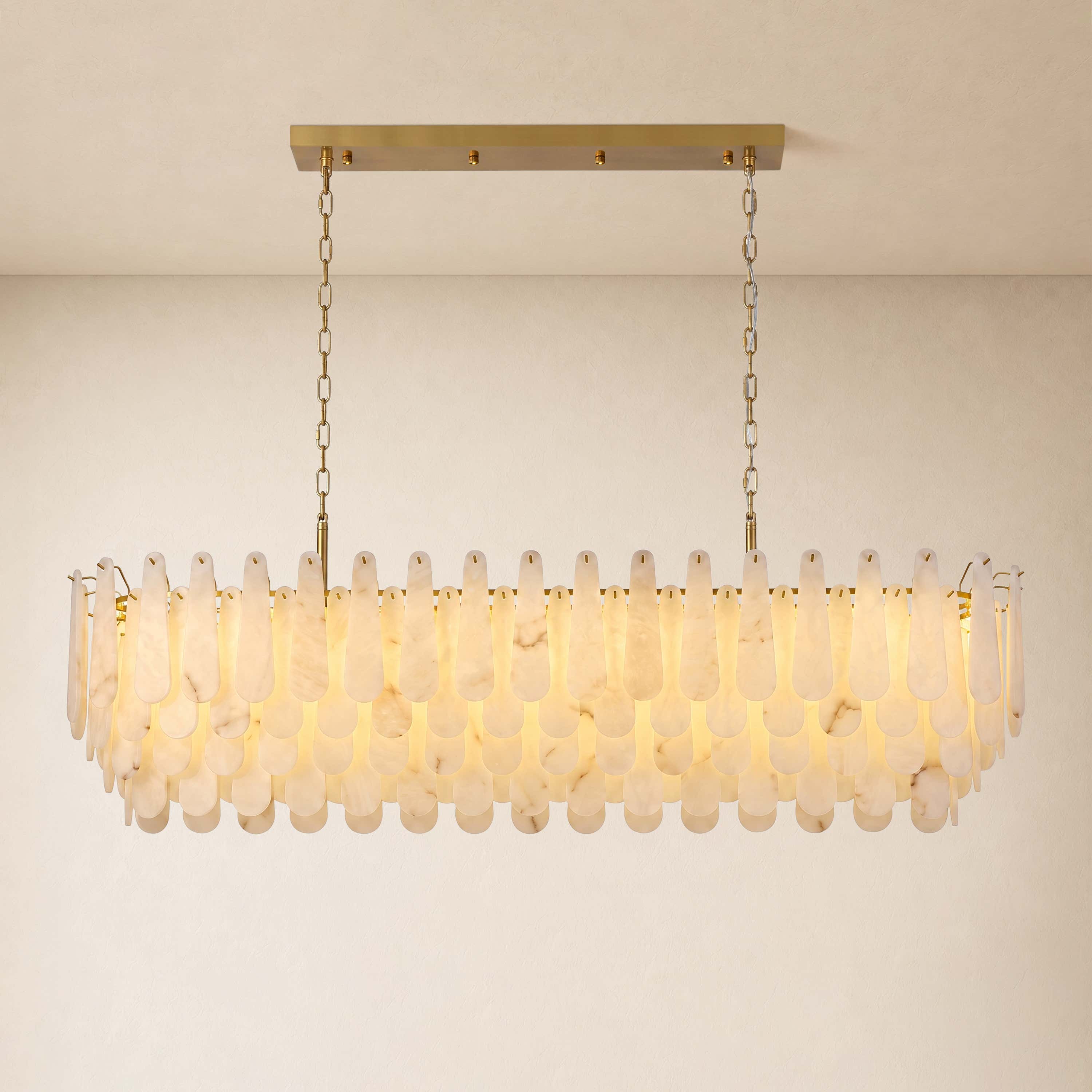 Caldera Alabaster Rectangular Custom Chandelier 54"W 72"W