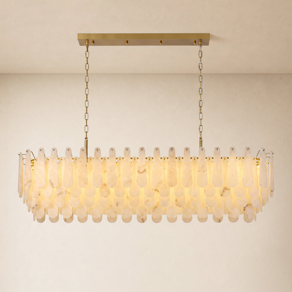 Caldera Alabaster Rectangular Custom Chandelier 54"W 72"W