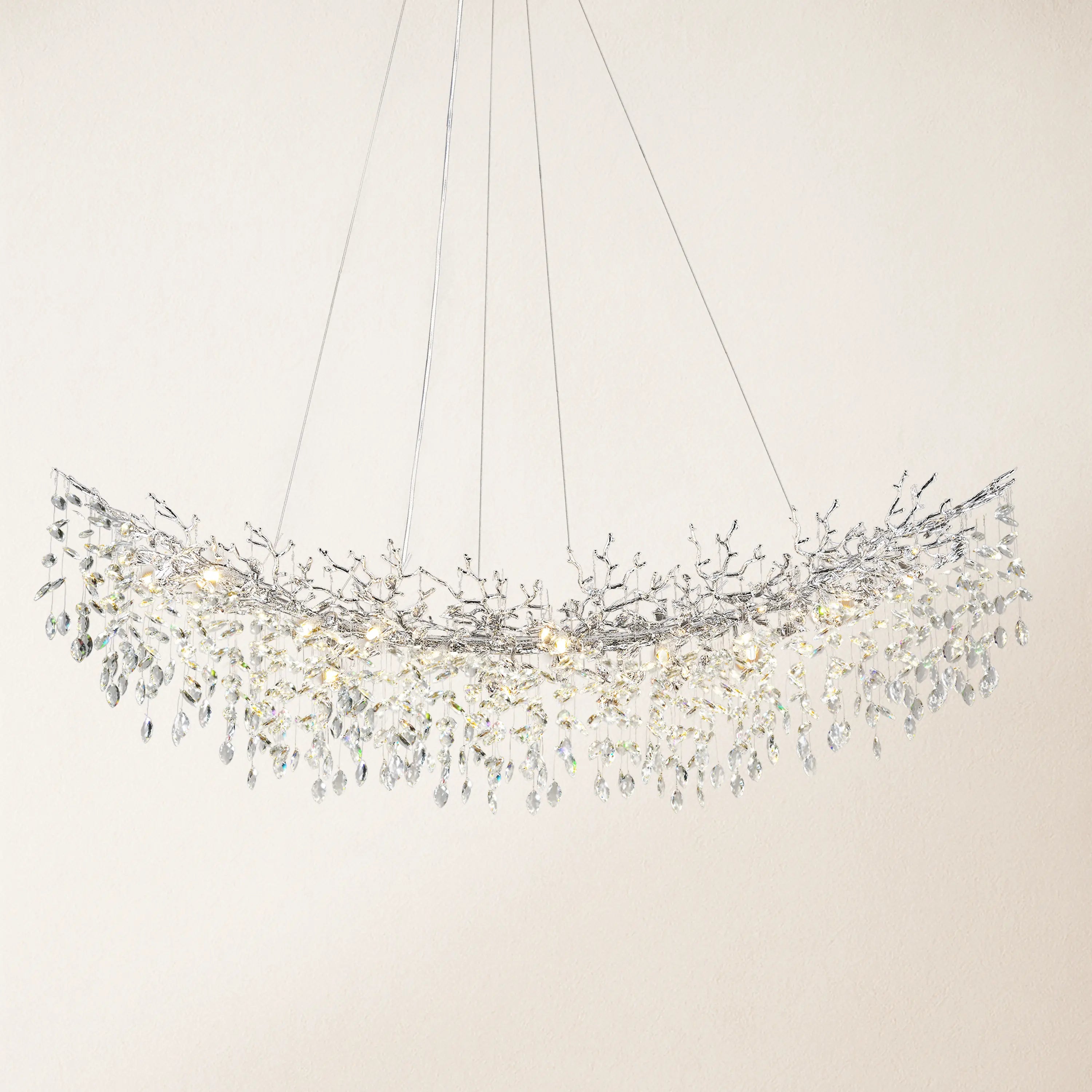 Frostleaf Crystal Cascade Tree Branch Linear Chandelier 72"