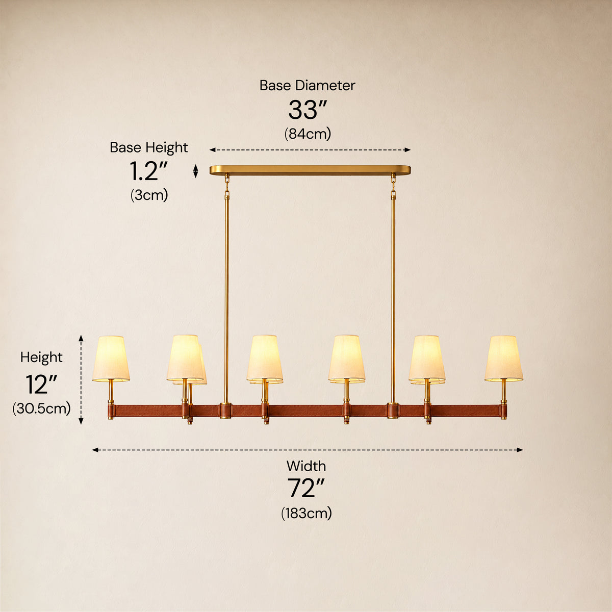 Corvella Leather Custom Linear Chandelier 62" 72"W