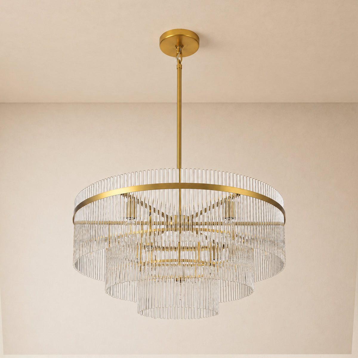 Elyndra Glass Rod Tiered Round Chandelier 30" 40" 50"D