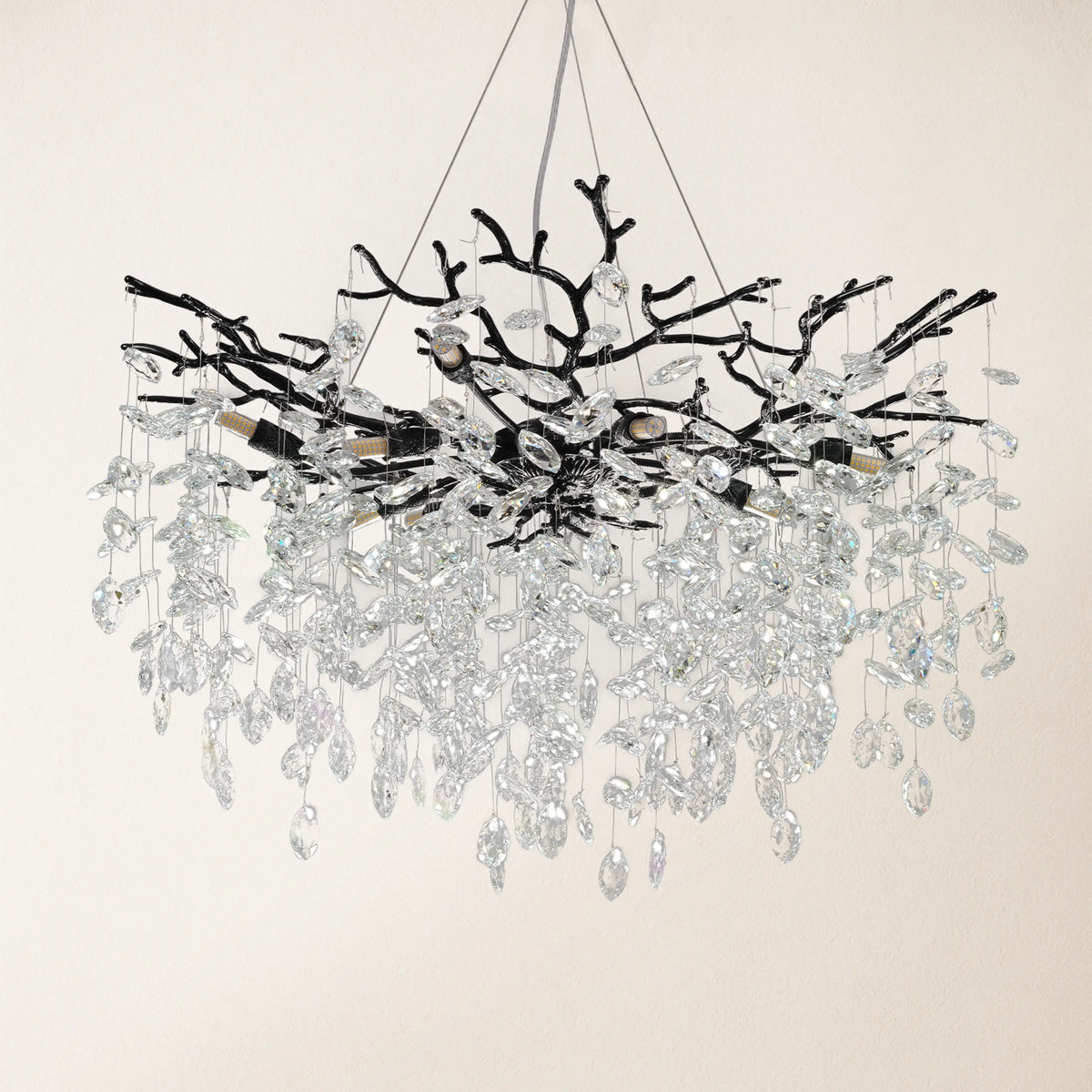 Frostleaf Crystal Cascade Branch Round Chandelier 30"D