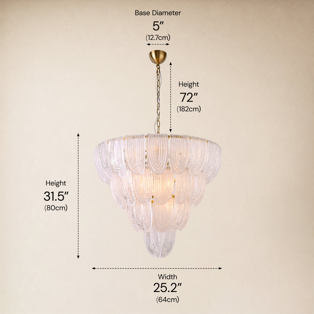 Veloura Textured Glass Loop Cascade Chandelier 25.2"W