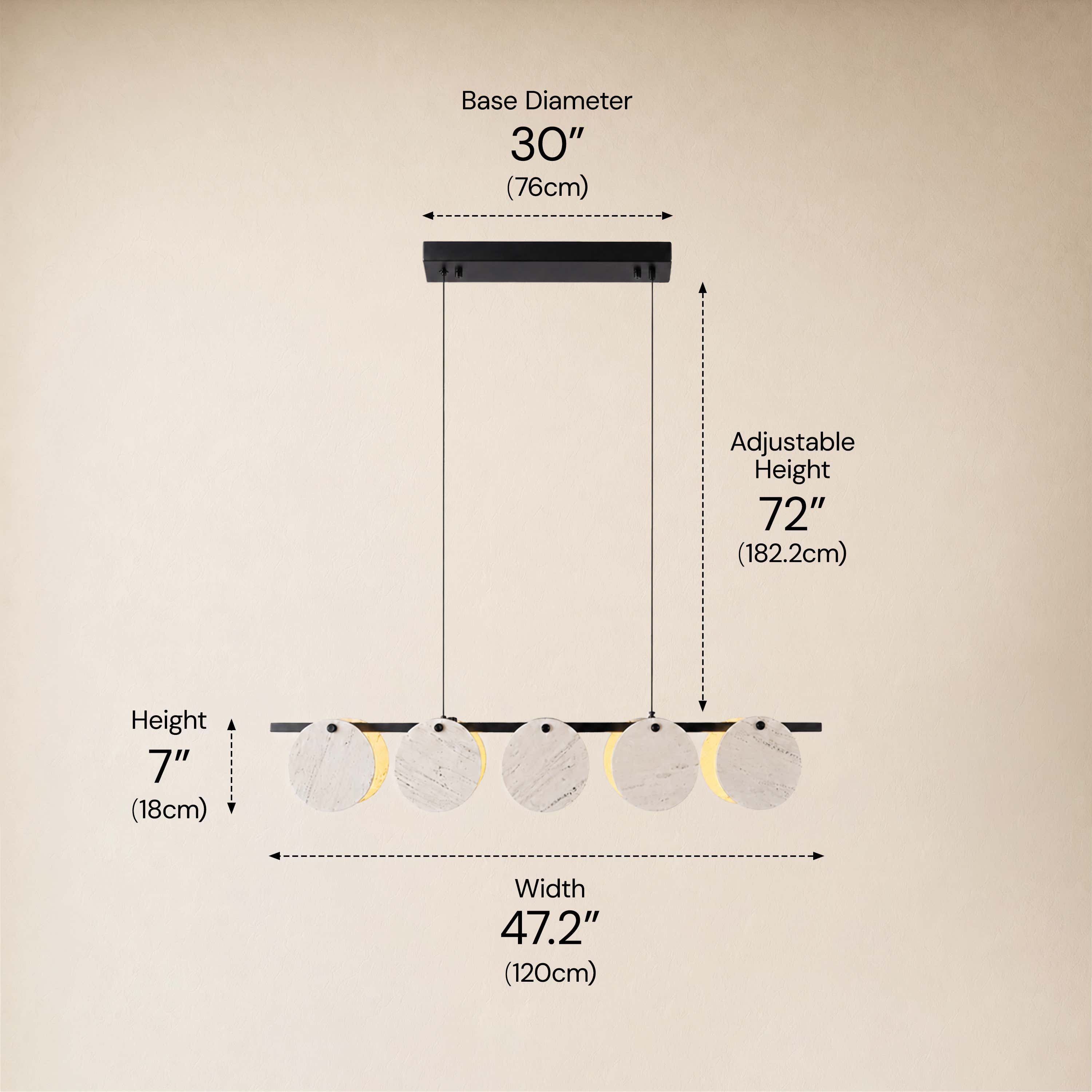 Pietra White Marble Disc Linear Chandelier 47.2"W