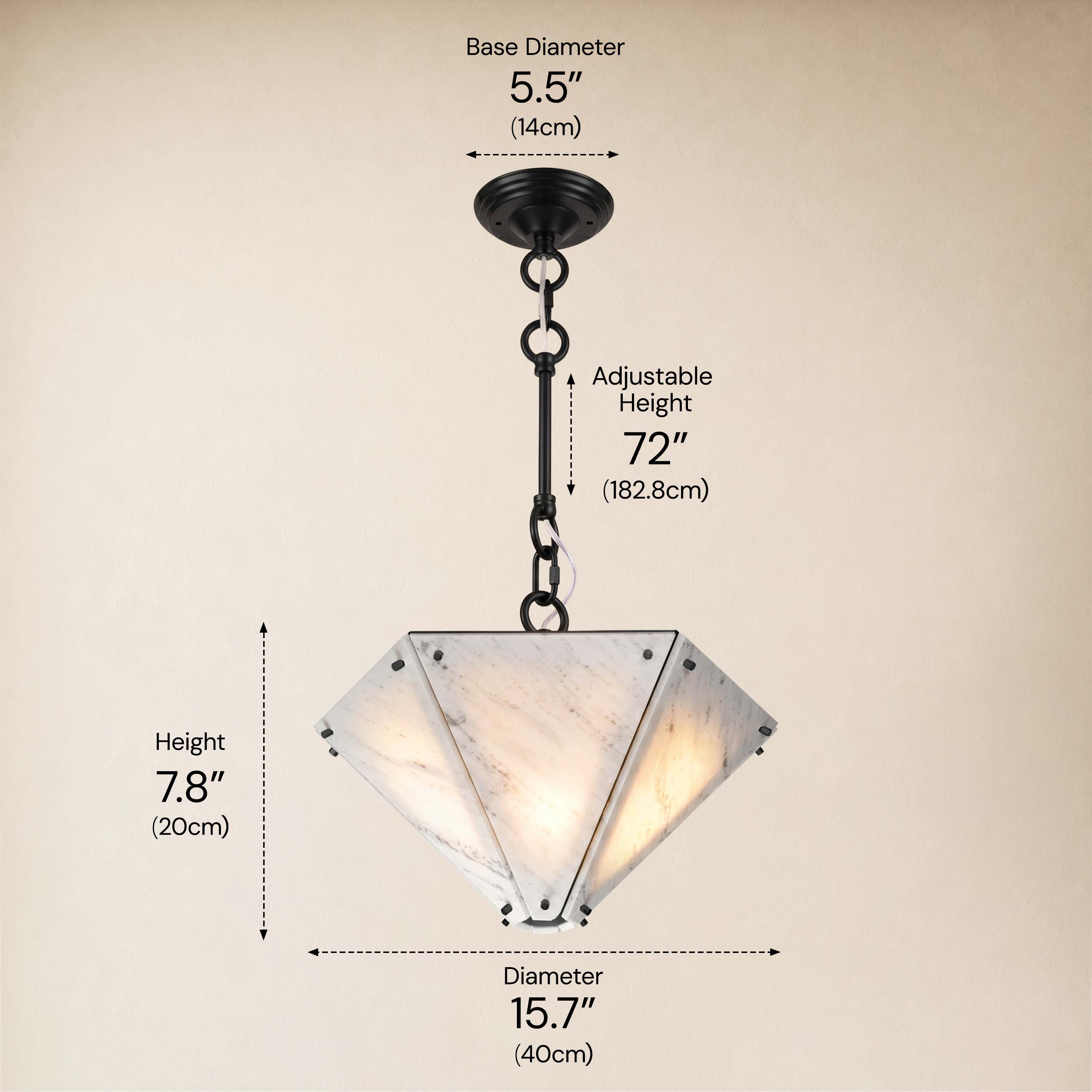 Pietra White Marble Hexagonal Lantern Pendant 15.7"D