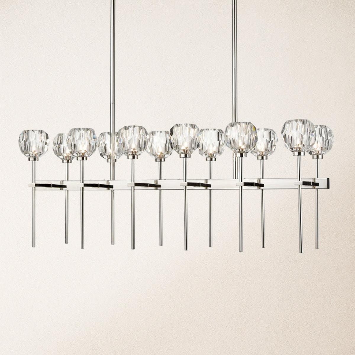 Parisian Crystal Double Linear Chandelier 48"L