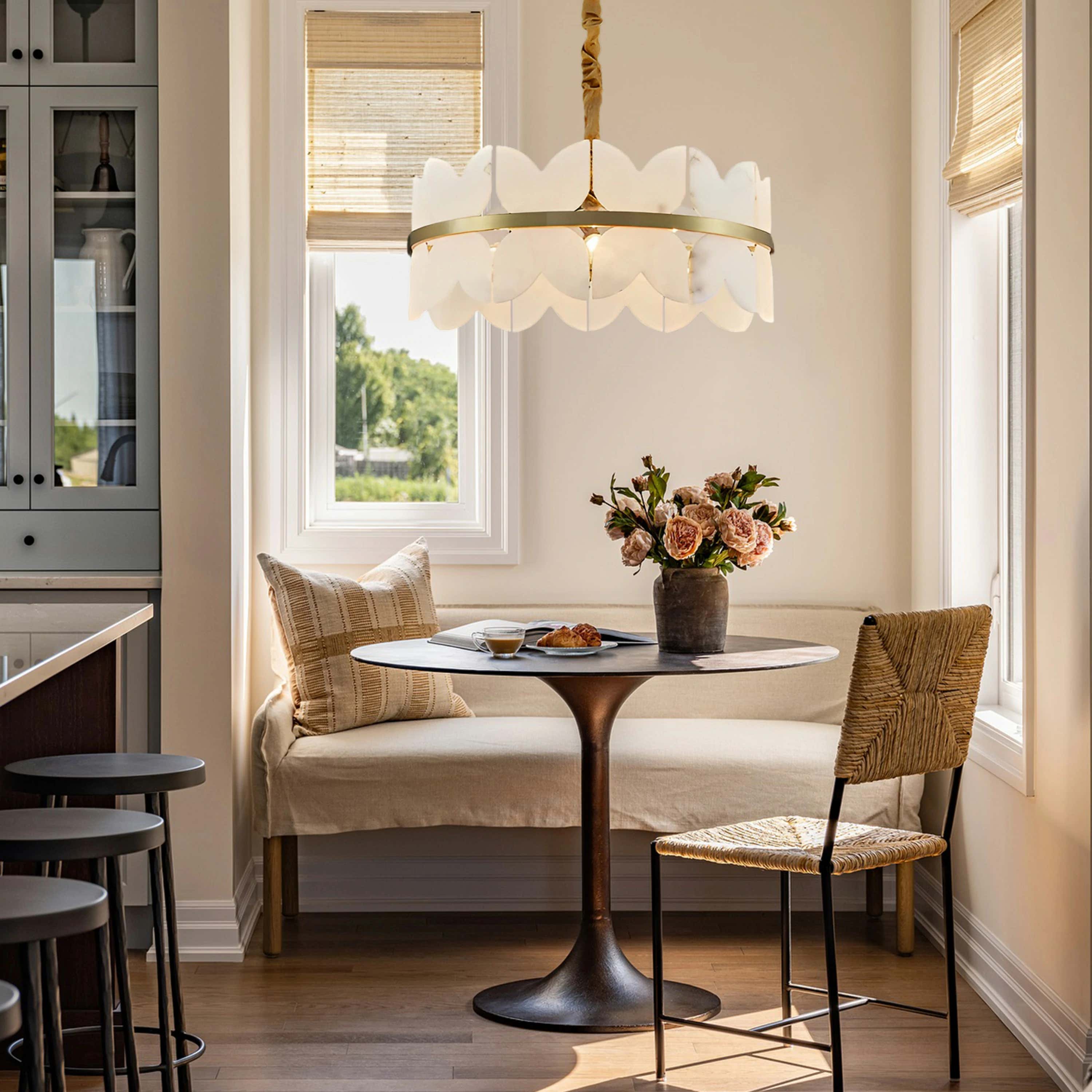 Cloudscape Alabaster Brass 1-Layer Chandelier 24"D