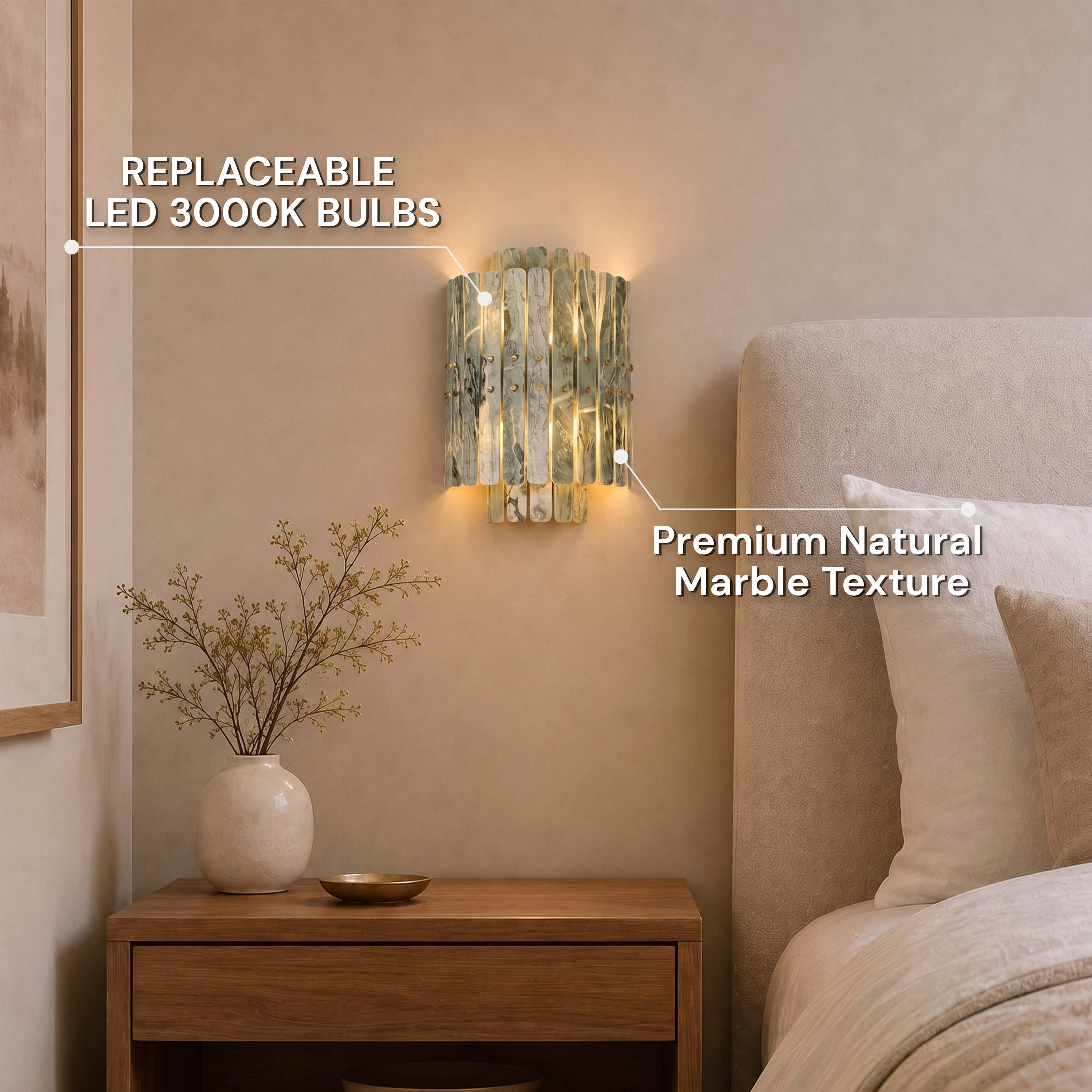 Pietra Green Marble Round Wall Sconce 11.8"D