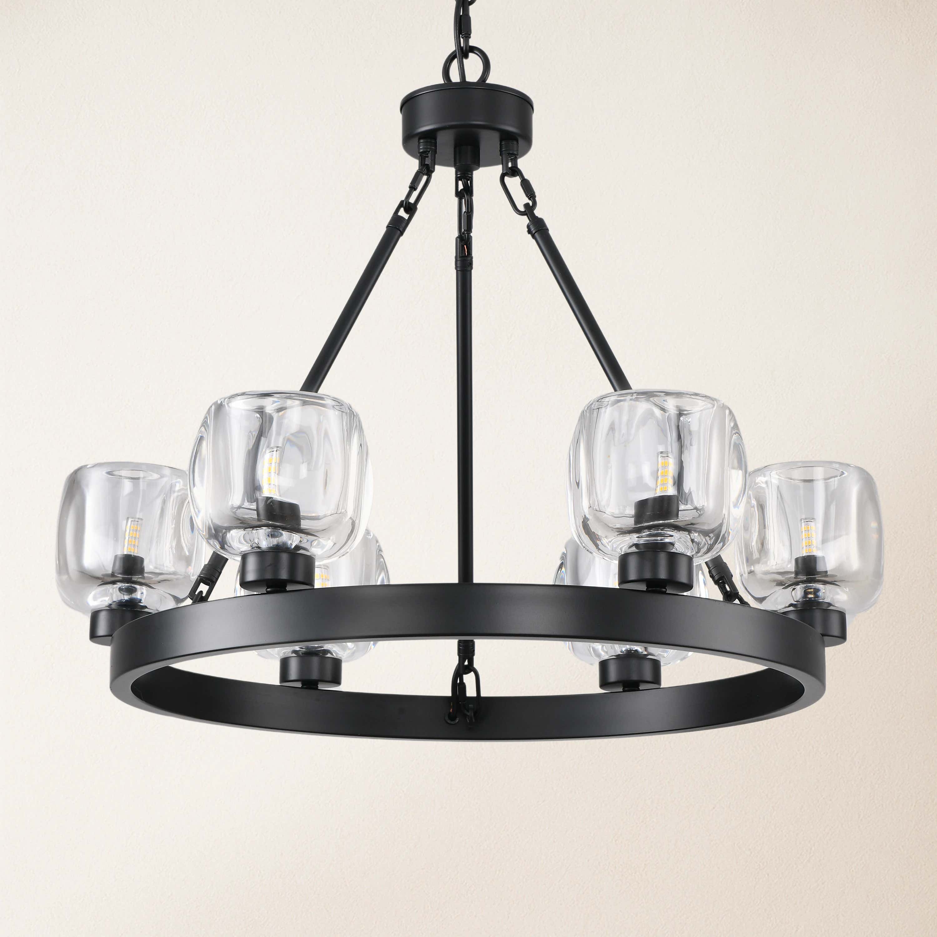 Vellum Round Chandelier 24"D#Finish_Black