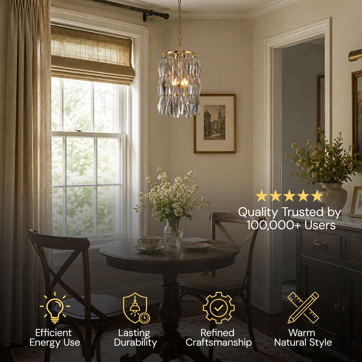 Celestial Drop Glass Cylinder Chandelier 11.8"D