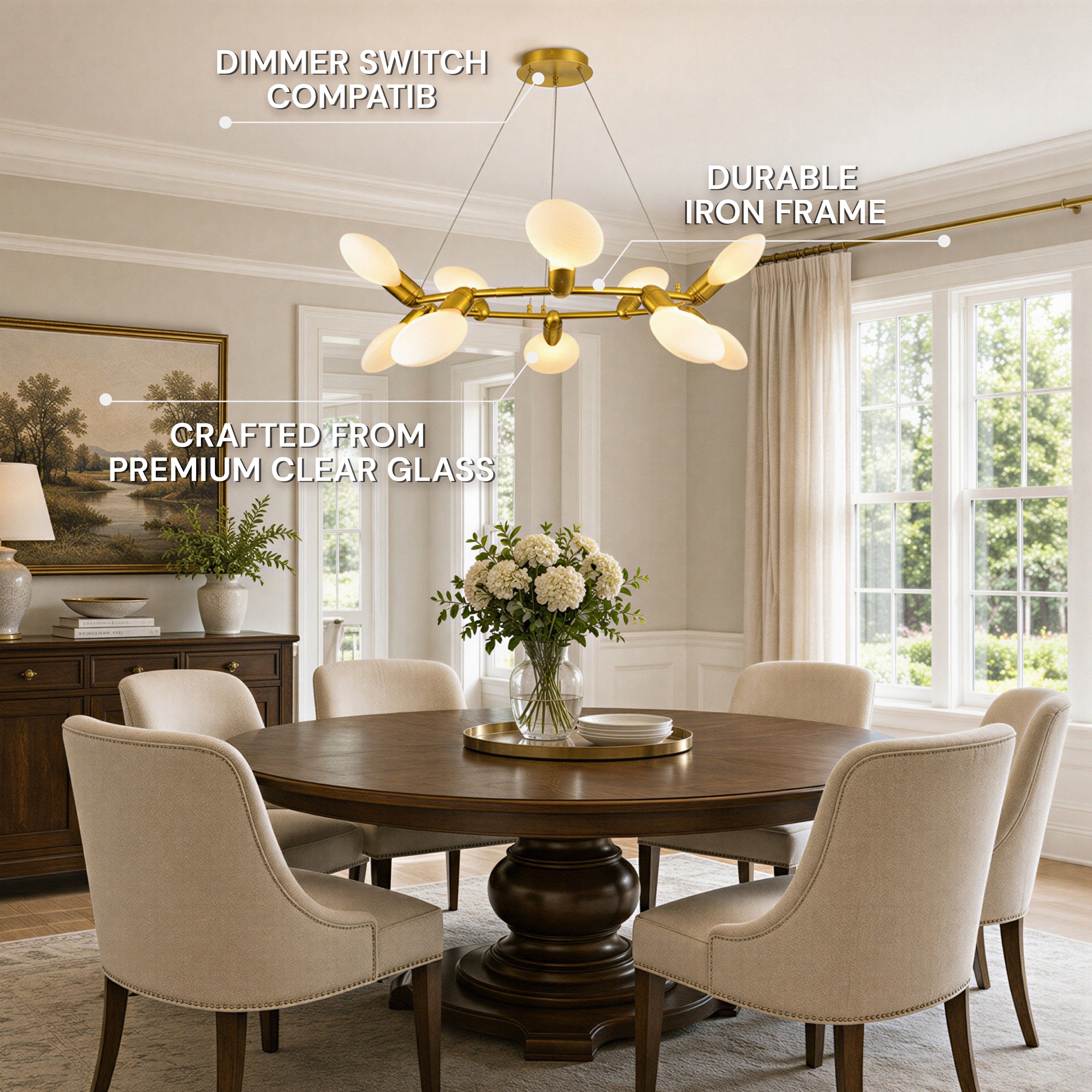 Calantha Petal Glass Round Chandelier 40"D