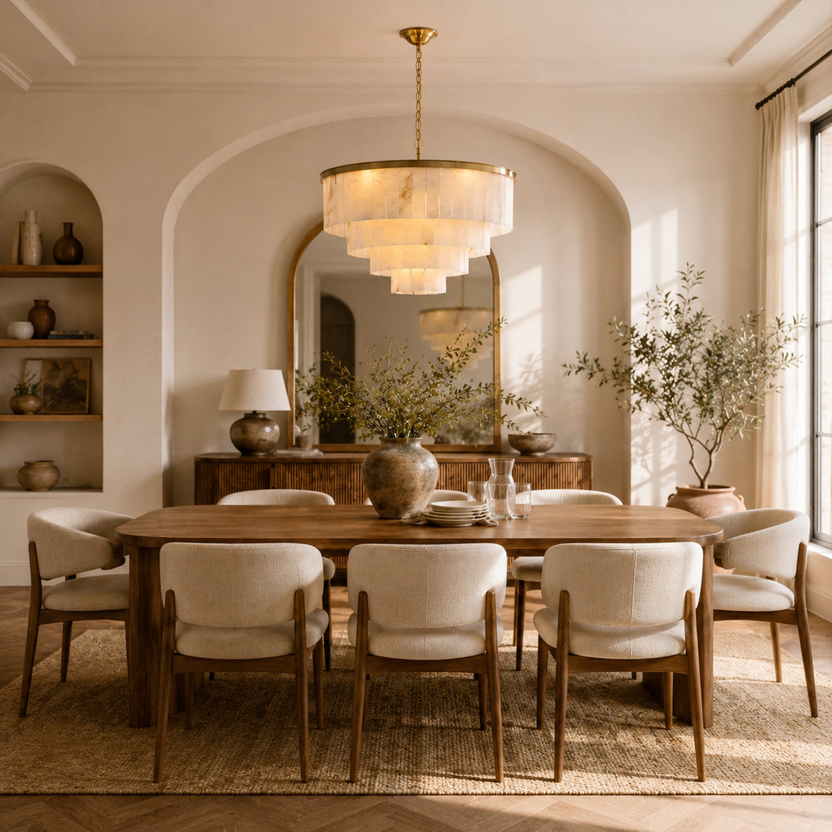 Montrava Alabaster Tiered Round Chandelier