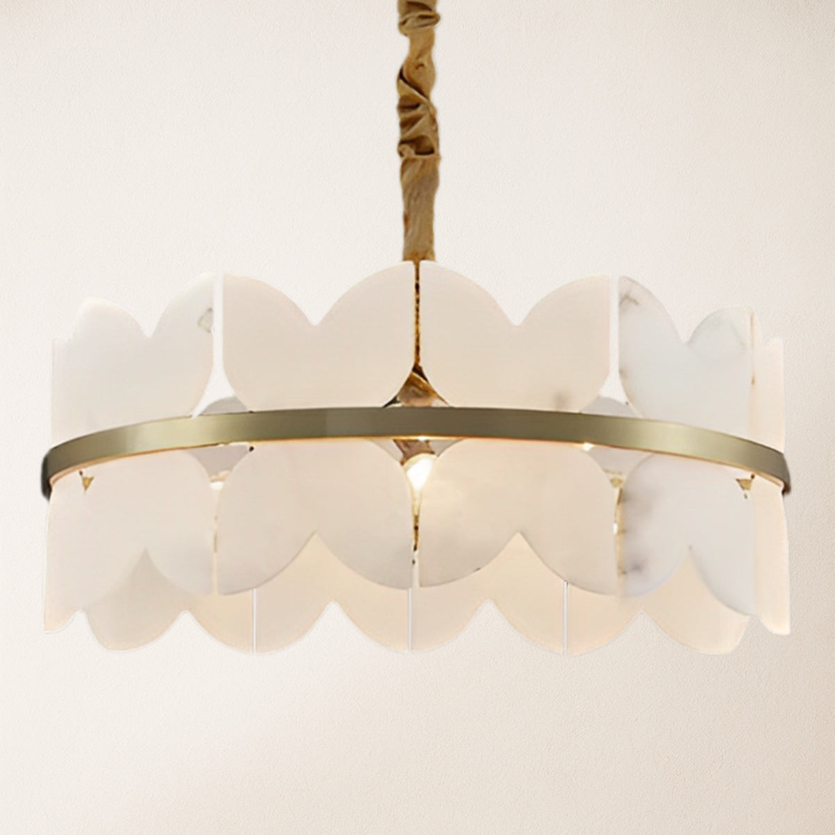 Cloudscape Alabaster Brass 1-Layer Chandelier 24"D