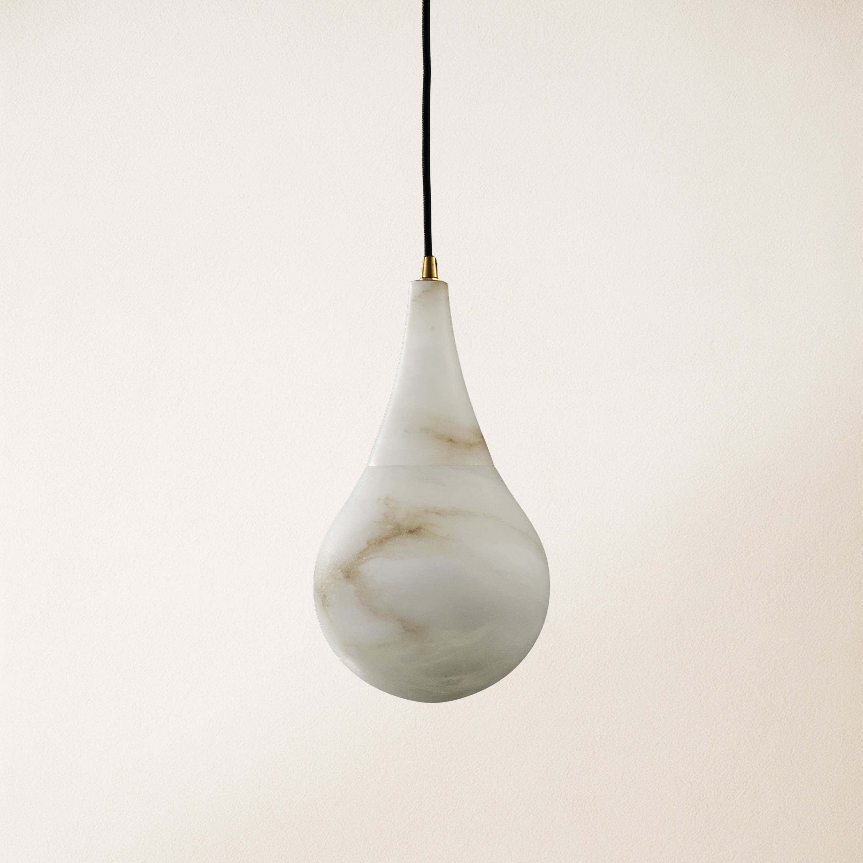 Ares Alabaster Water-Drop Pendant 4"D