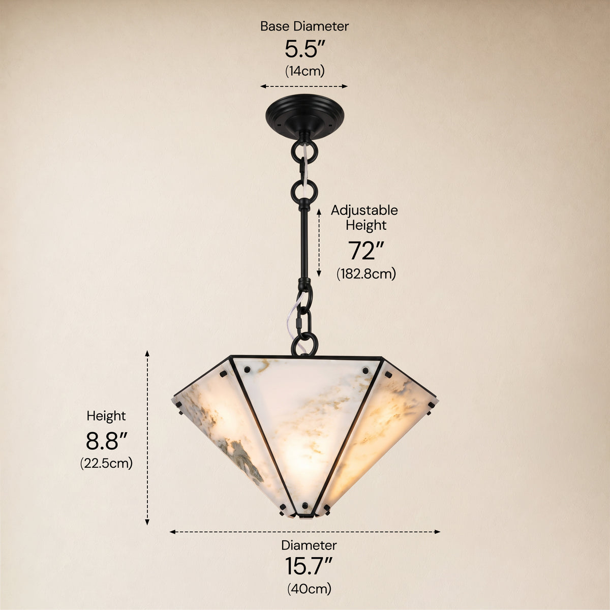 Pietra Landscape Marble Hexagonal Pendant 15.7"D