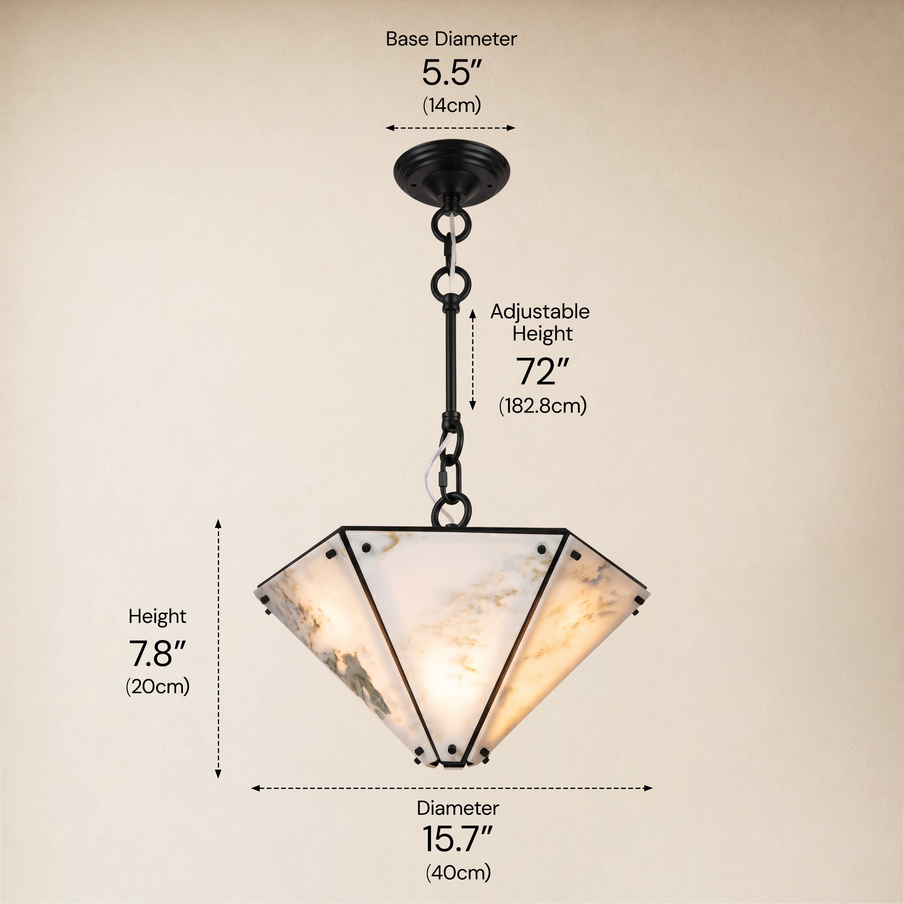 Pietra White Marble Hexagonal Lantern Pendant 15.7"D