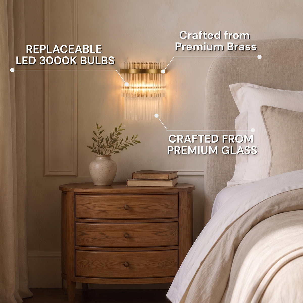 Virellune Glass Rod Half-Round Wall Sconce 9"W