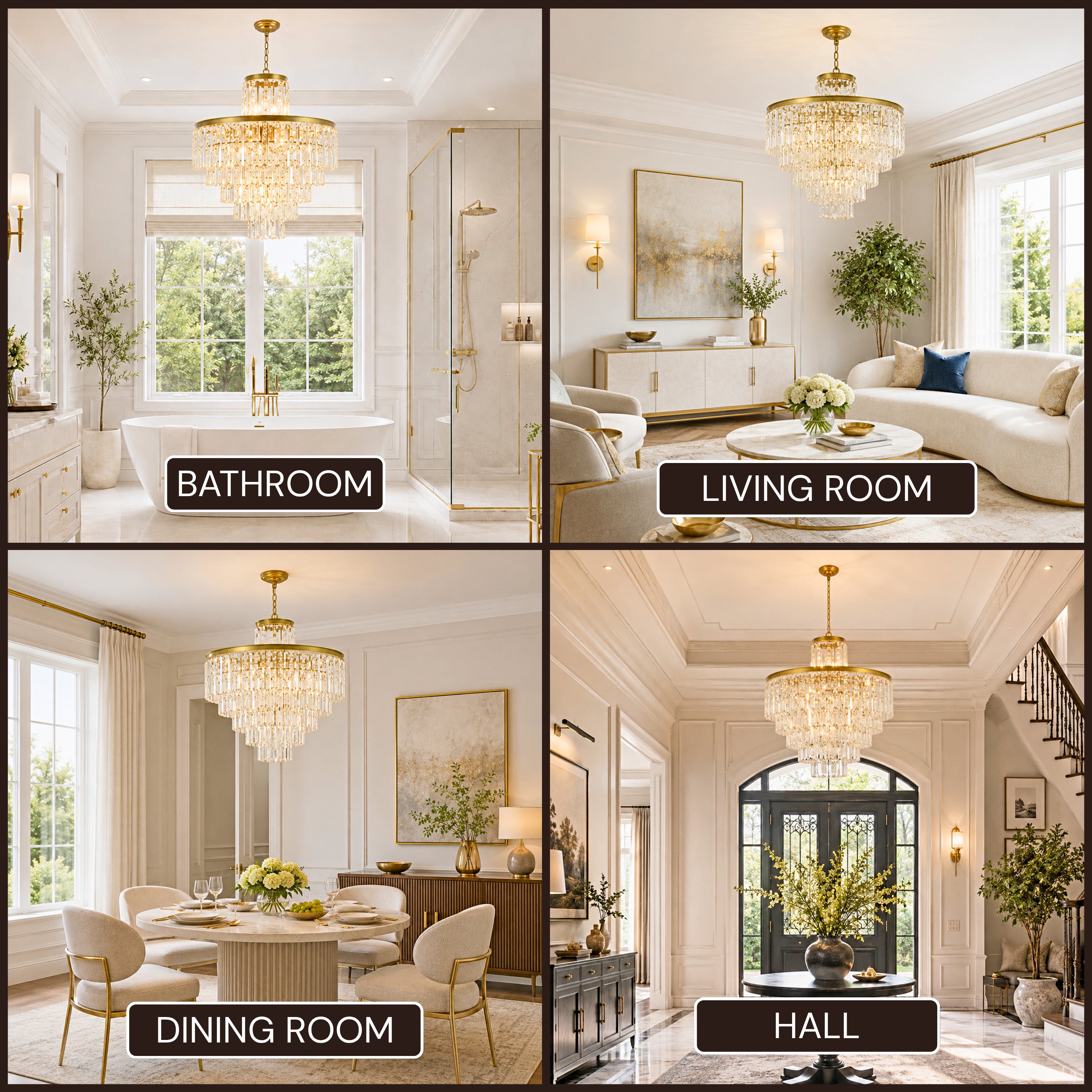 Lucentra Crystal Tiered Round Pendant 32"D