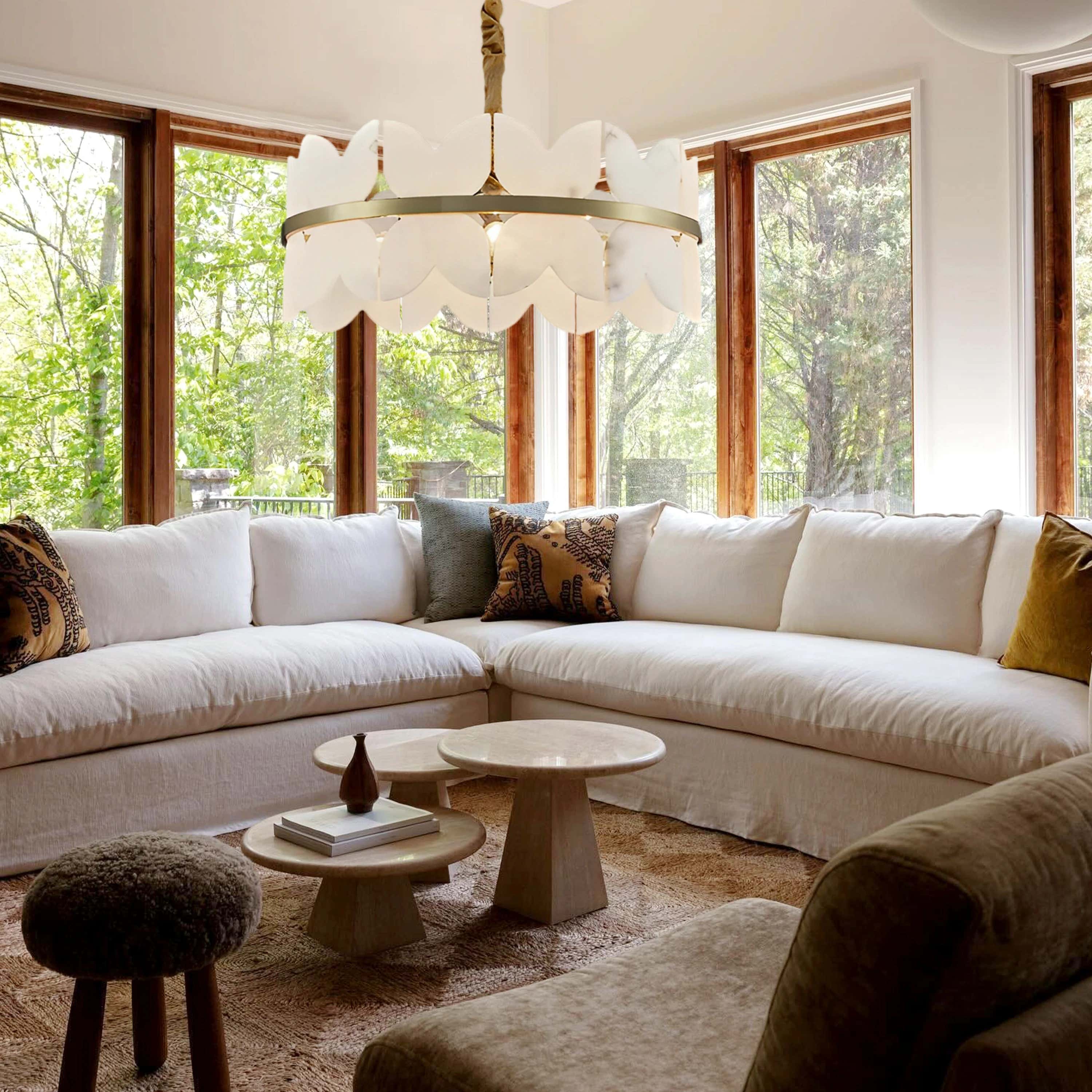 Cloudscape Alabaster Brass 1-Layer Chandelier 24"D